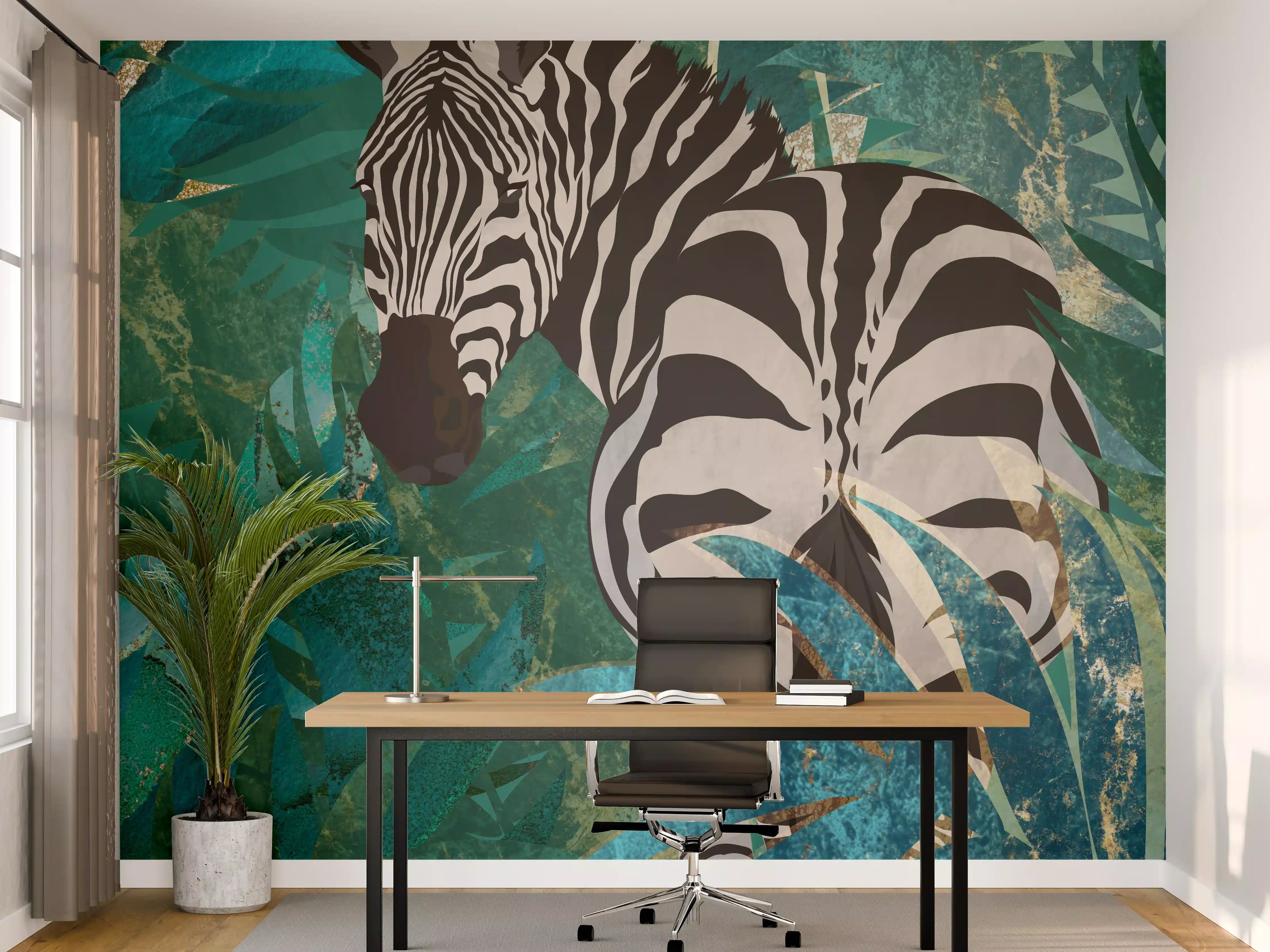 Büro Wandgestaltung - Tropische Zeichnung - Zebra