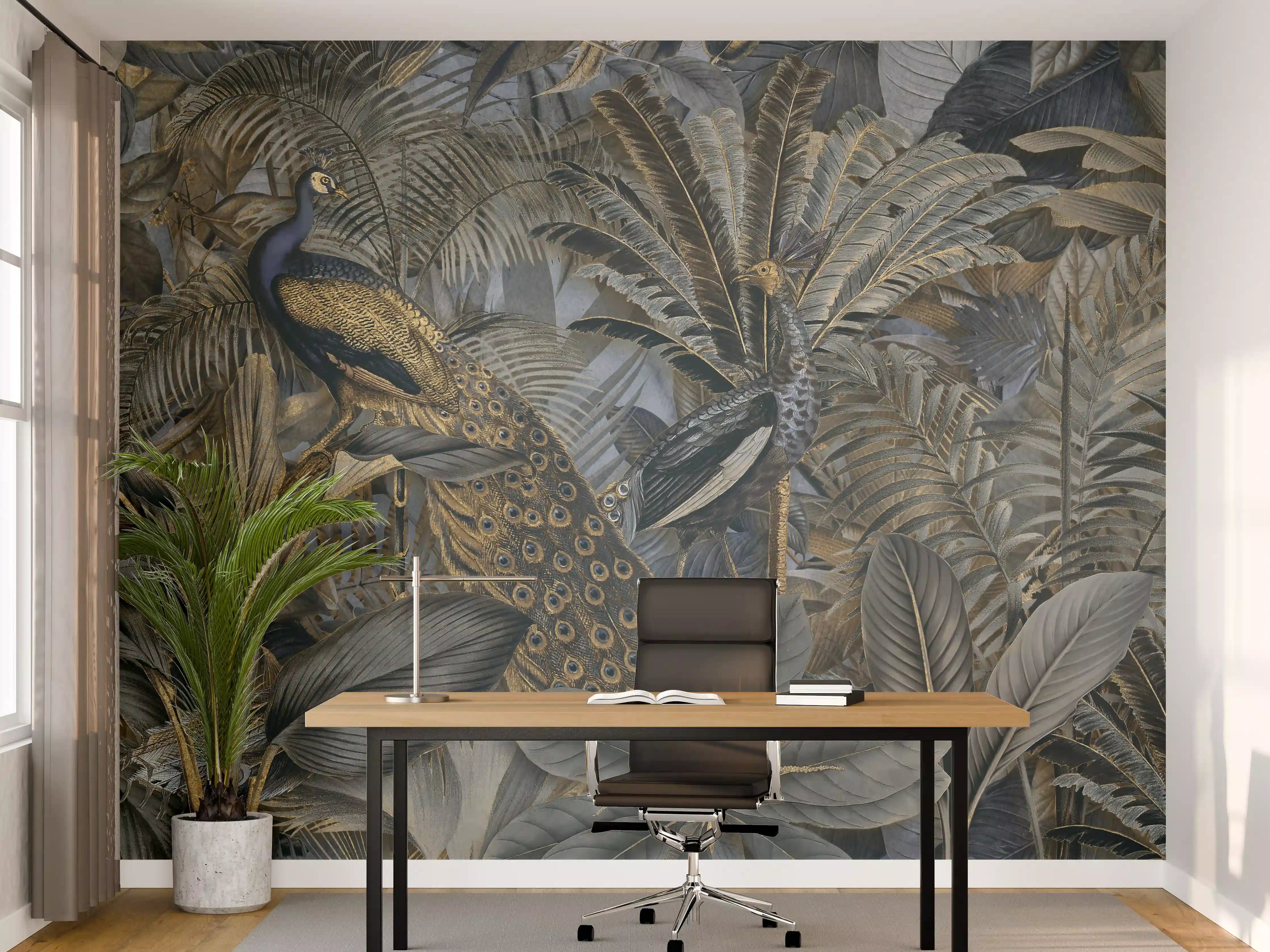 Büro Wandgestaltung - Tropischer Garten - Pfau