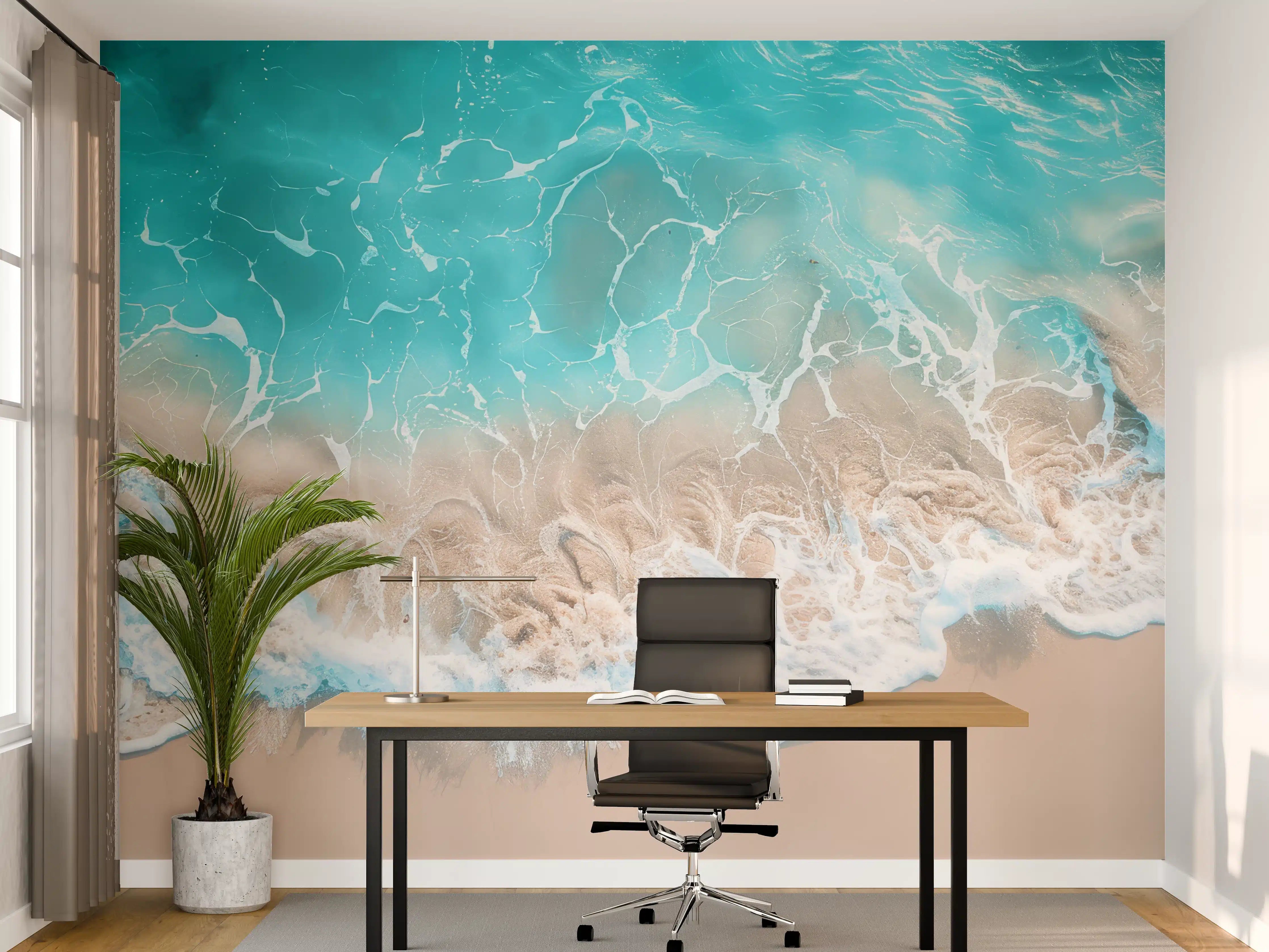 Büro Wandgestaltung - Tropischer Strand mit türkisfarbenem Wasser