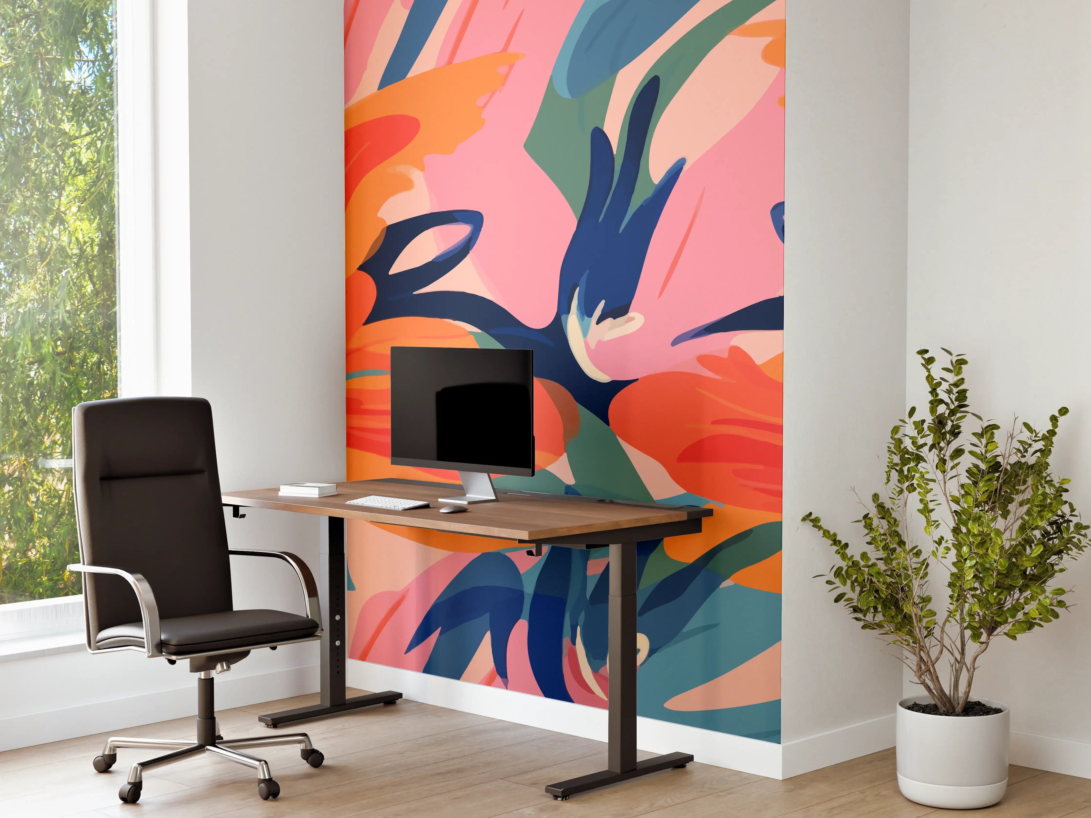 Büro Wandgestaltung - Tropisches Dämmerungs-Blumenmuster