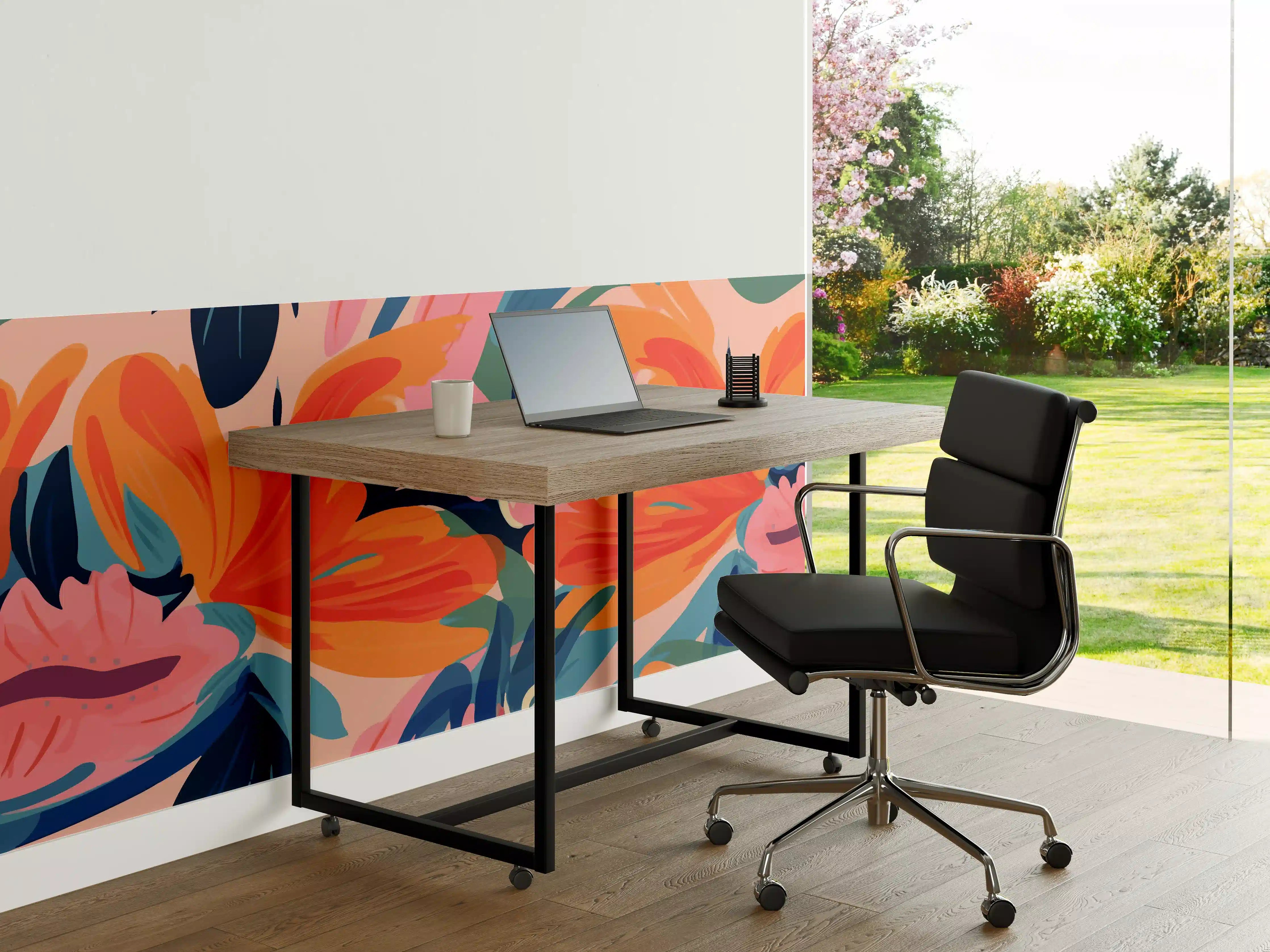 Büro Wandgestaltung - Tropisches Dämmerungs-Blumenmuster