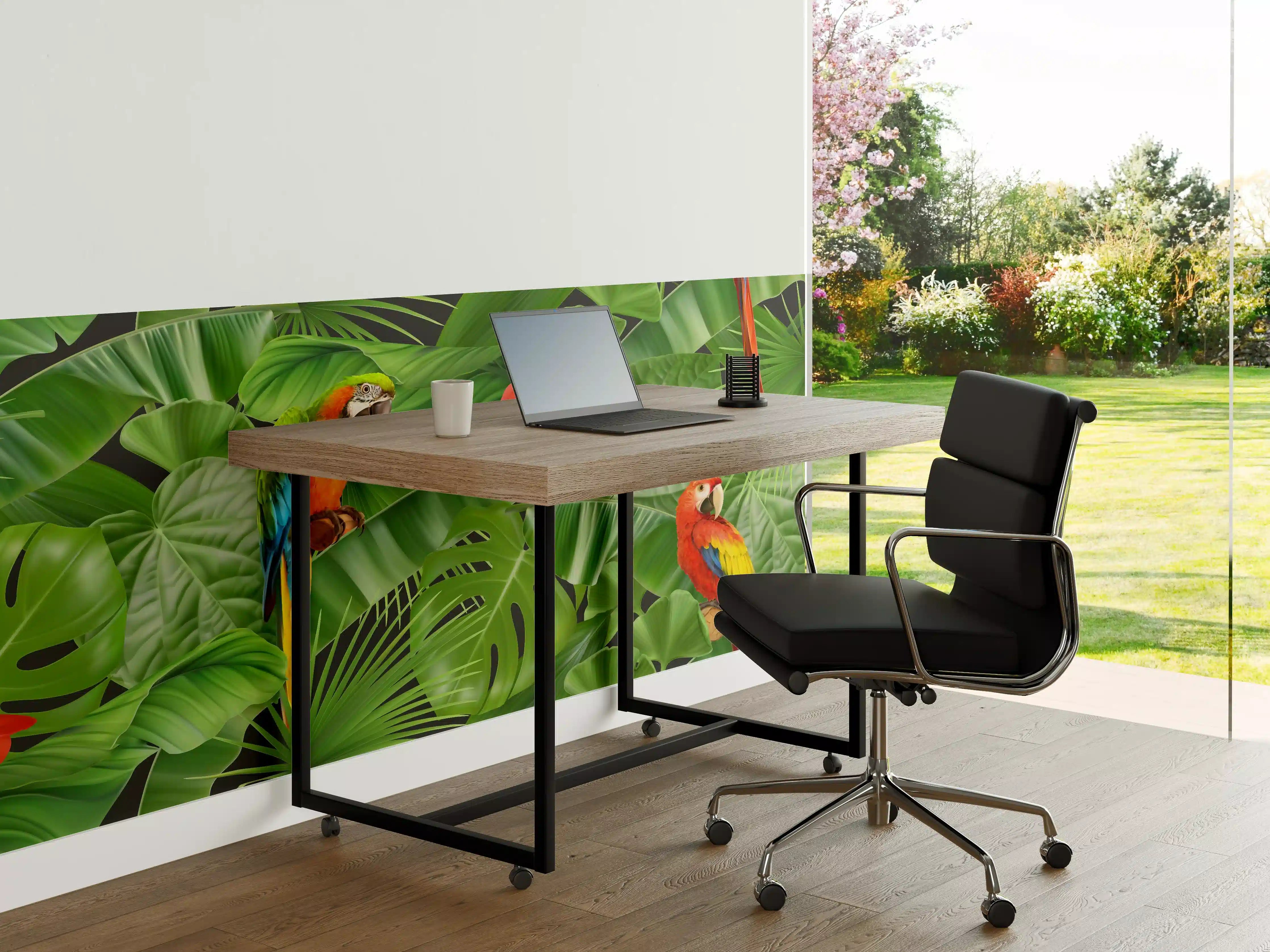 Büro Wandgestaltung - Tropisches Papagei-Motiv