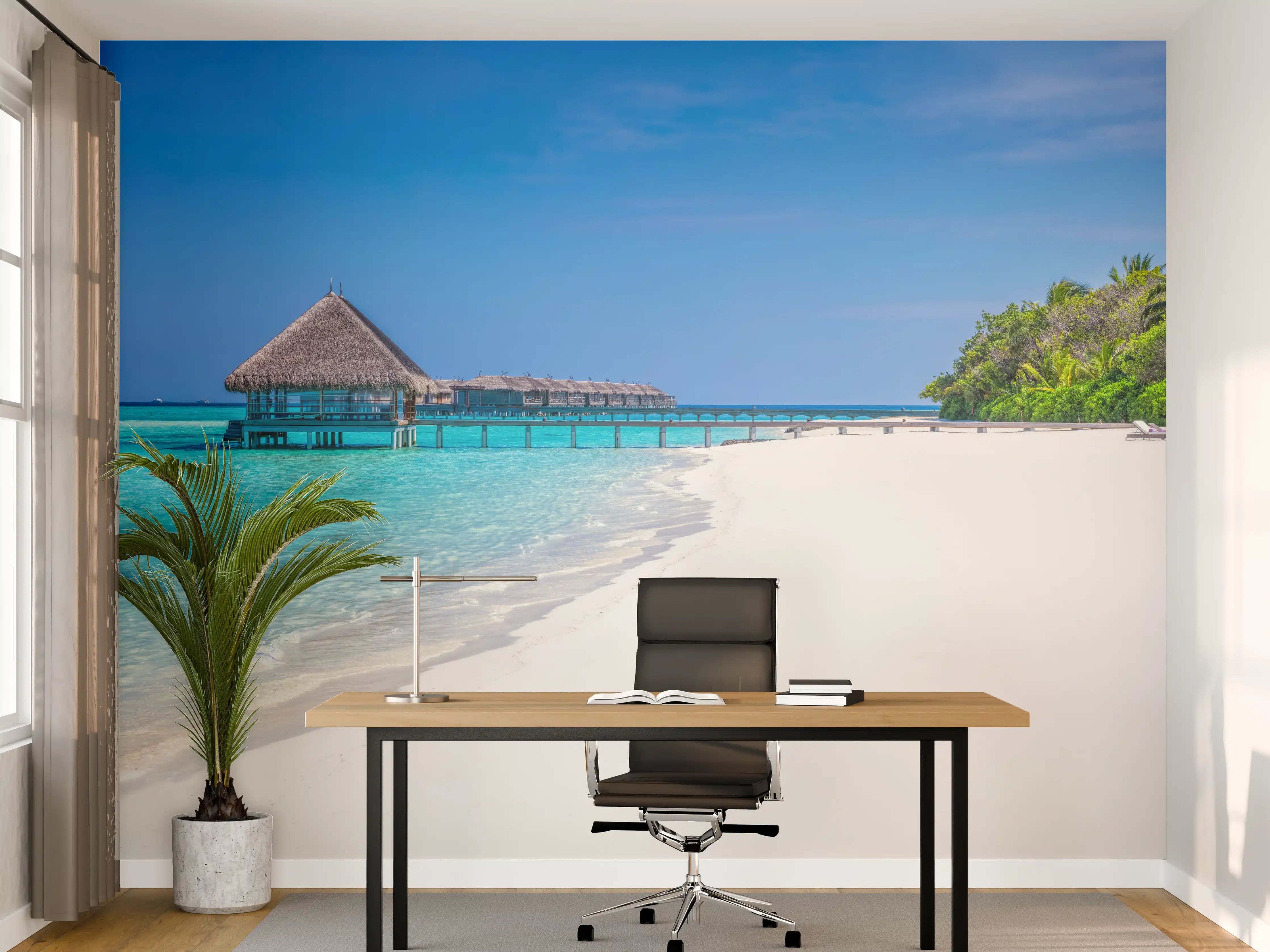 Büro Wandgestaltung - Tropisches Paradies am weißen Sandstrand