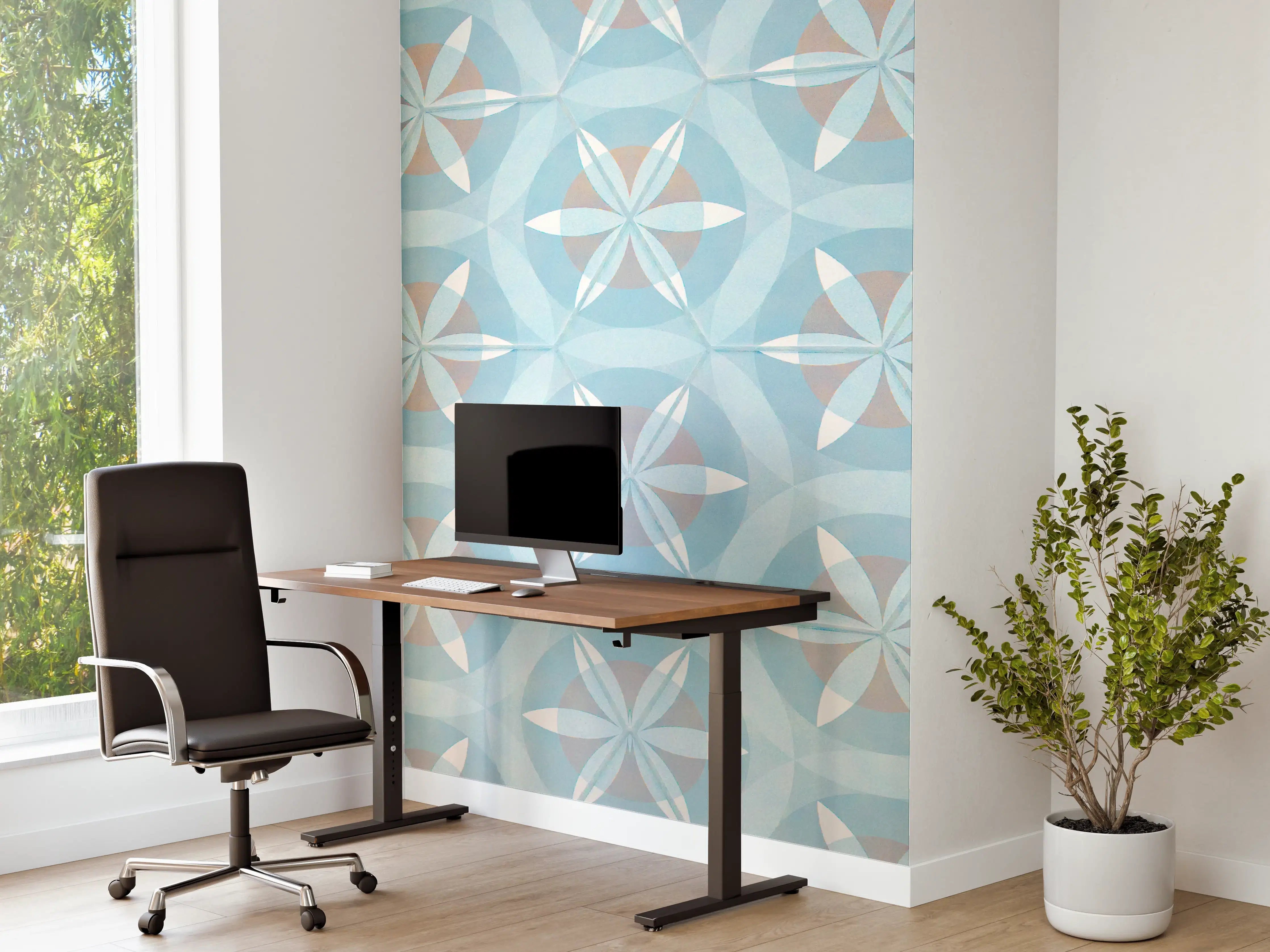 Büro Wandgestaltung - Türkis-Braun Vintage geometrisch Mosaik