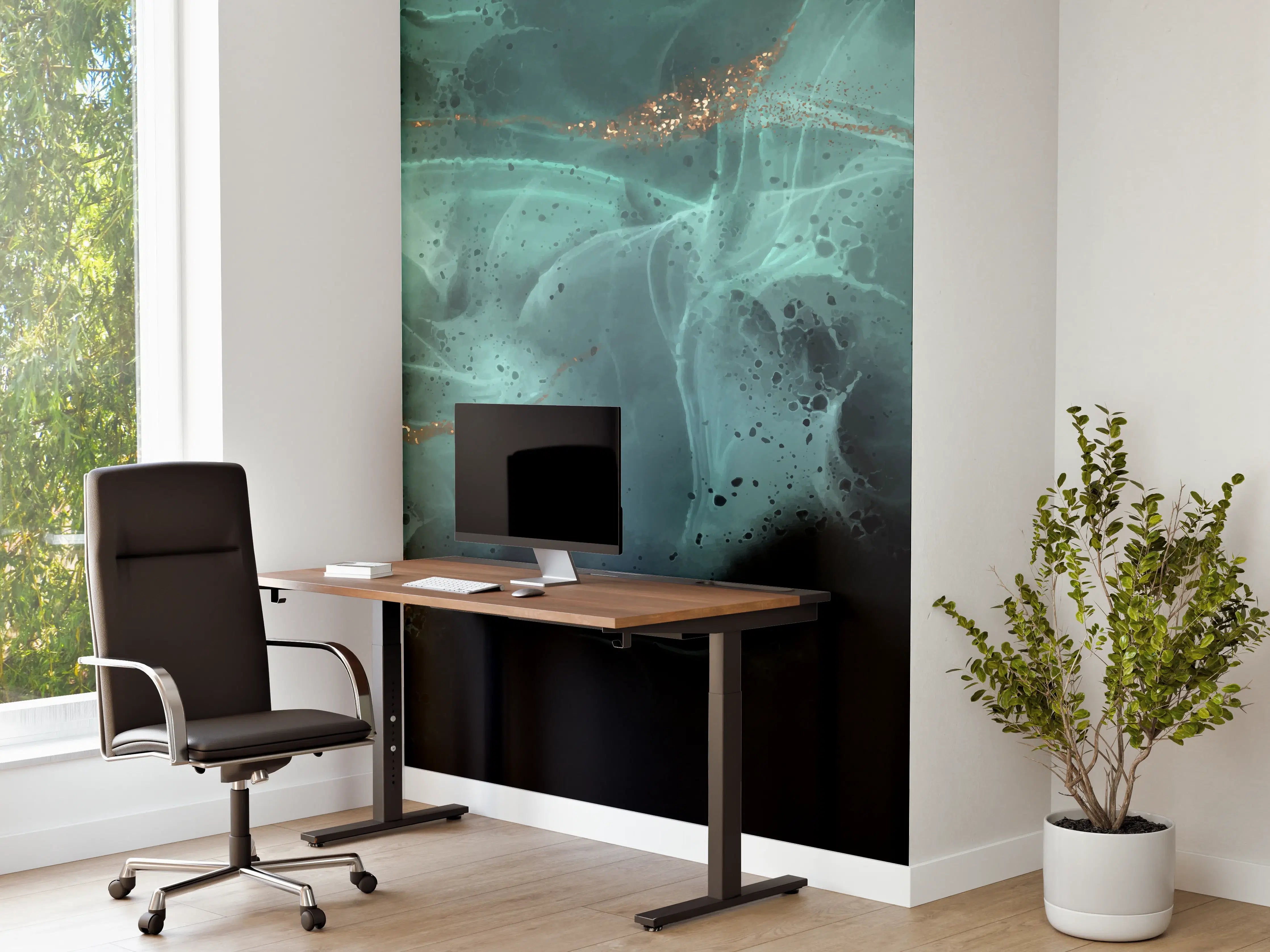 Büro Wandgestaltung - Türkis-Gold Alkoholtinte Design