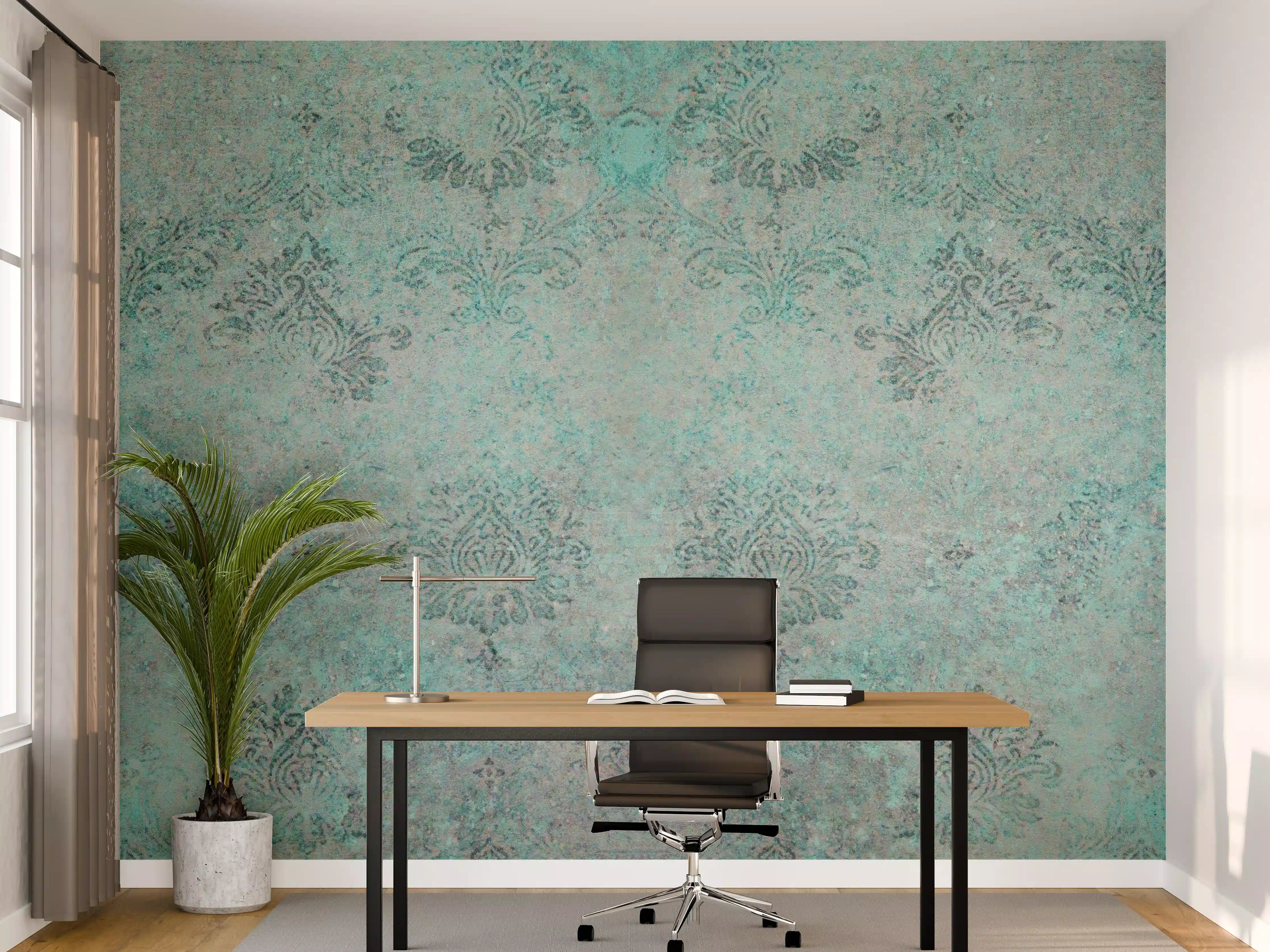 Büro Wandgestaltung - Türkis-Graue Vintage Textur