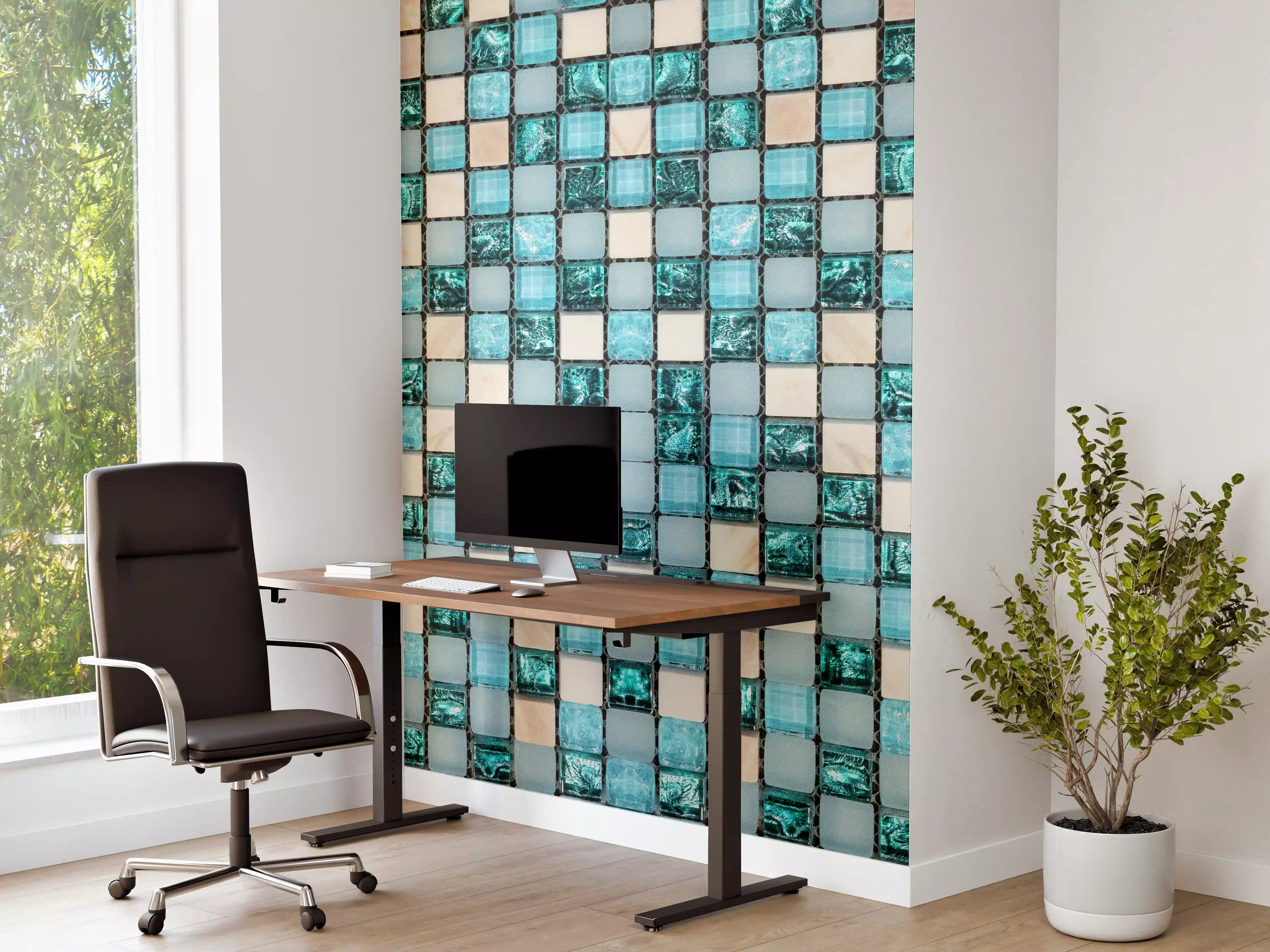Büro Wandgestaltung - Türkis-Weißes Aquamarin Mosaik