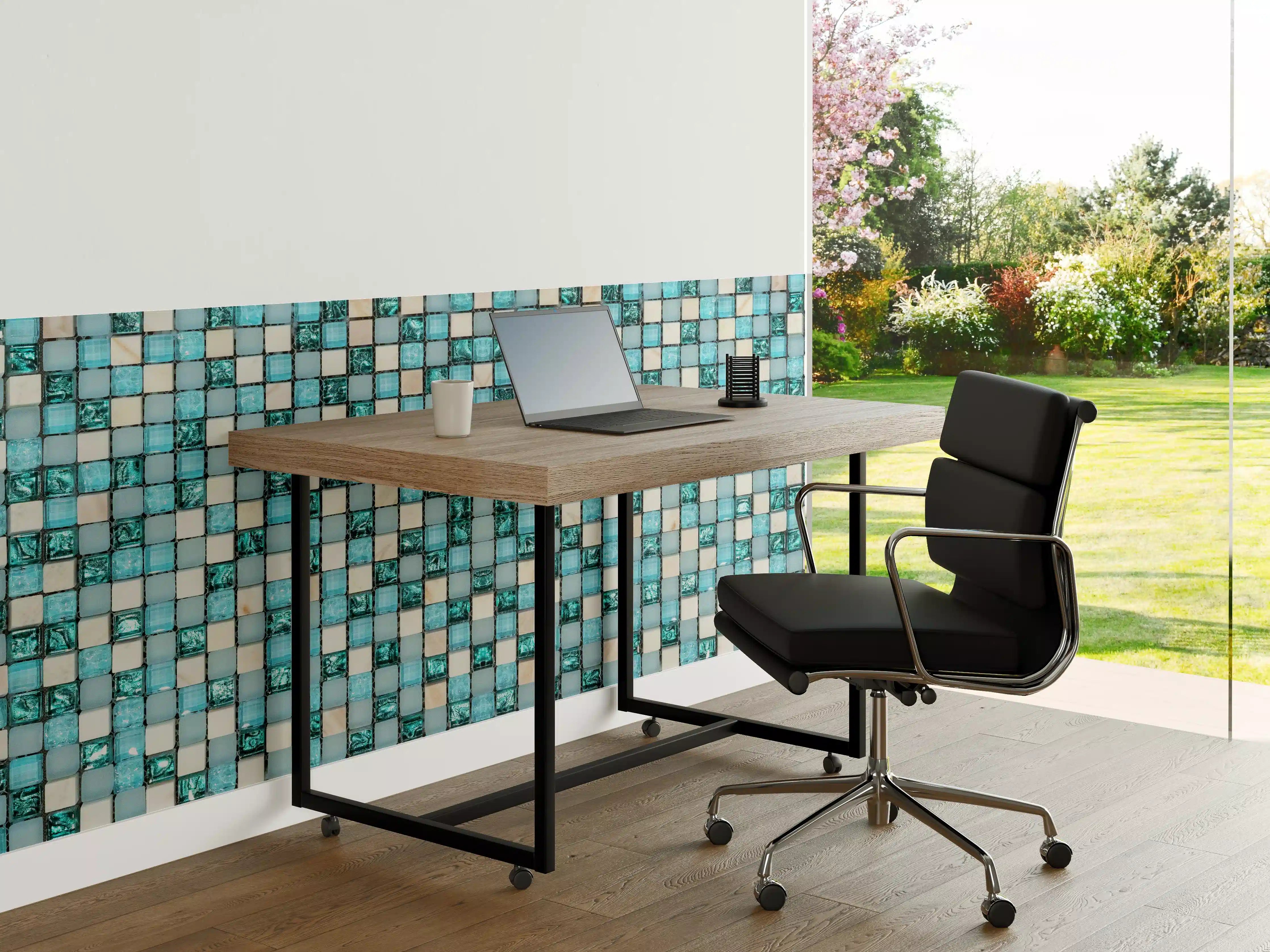 Büro Wandgestaltung - Türkis-Weißes Aquamarin Mosaik