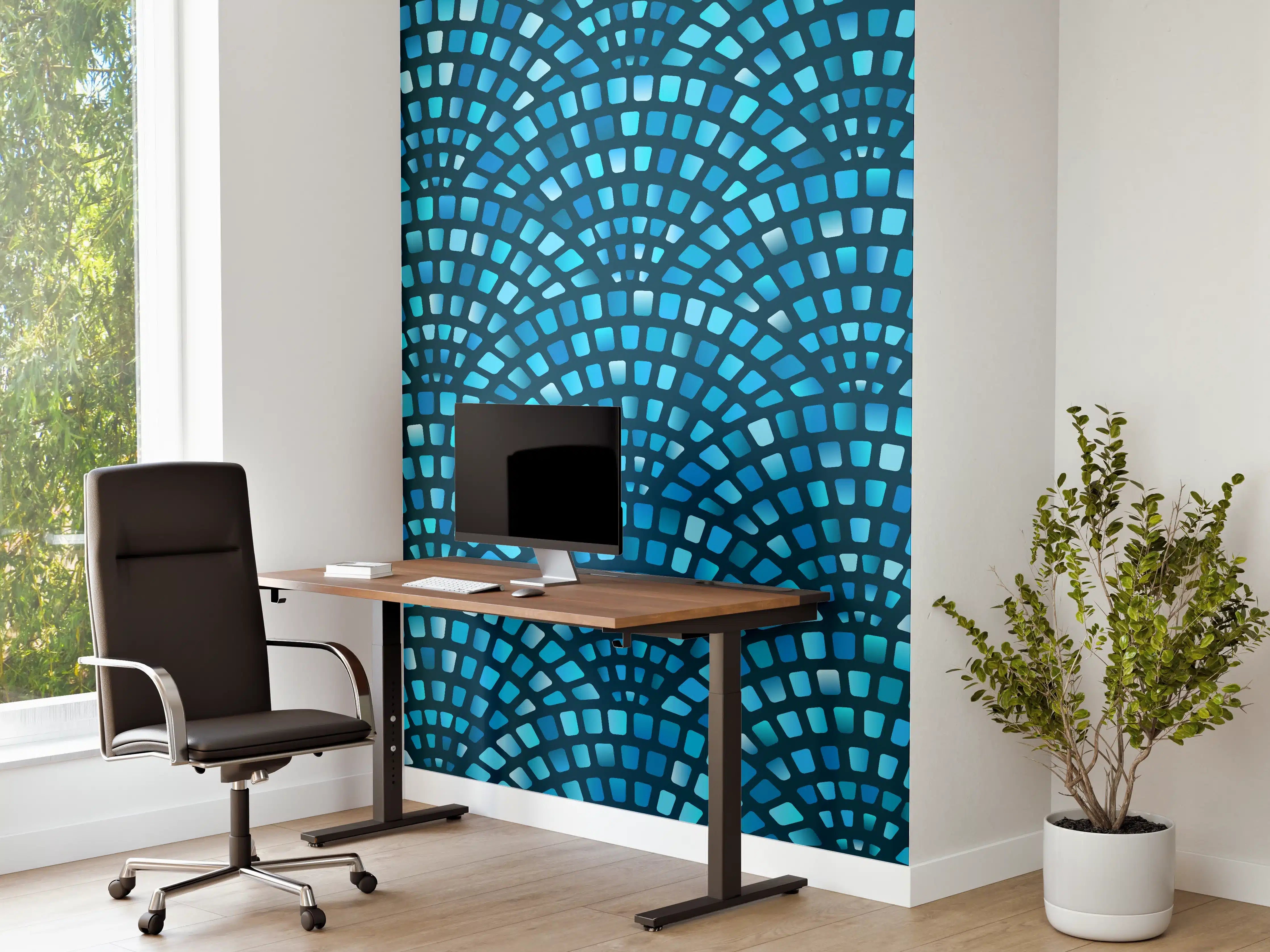 Büro Wandgestaltung - Türkise Fischschuppen-Mosaiktextur