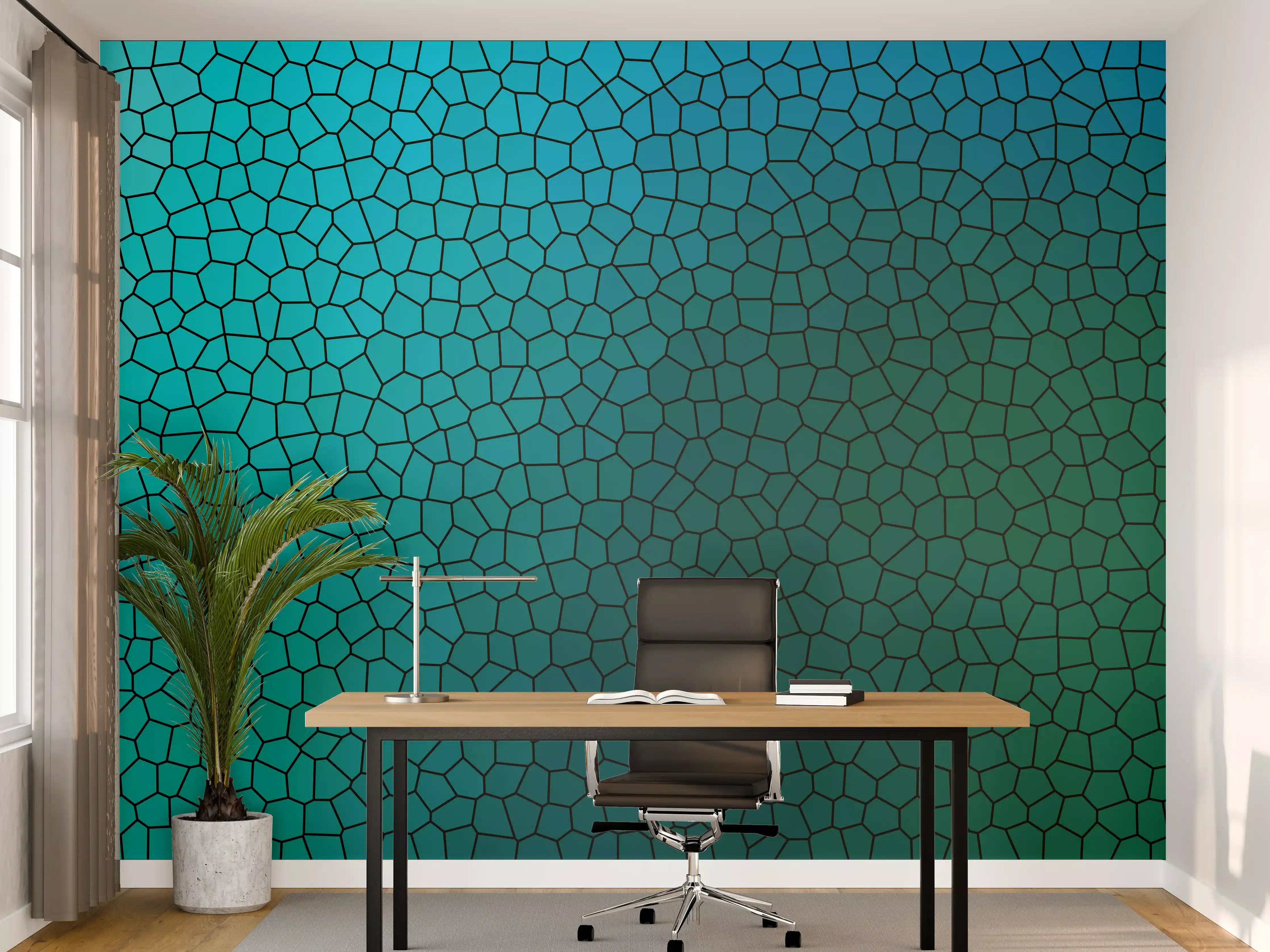 Büro Wandgestaltung - Türkises Fliesenmuster - Mosaik
