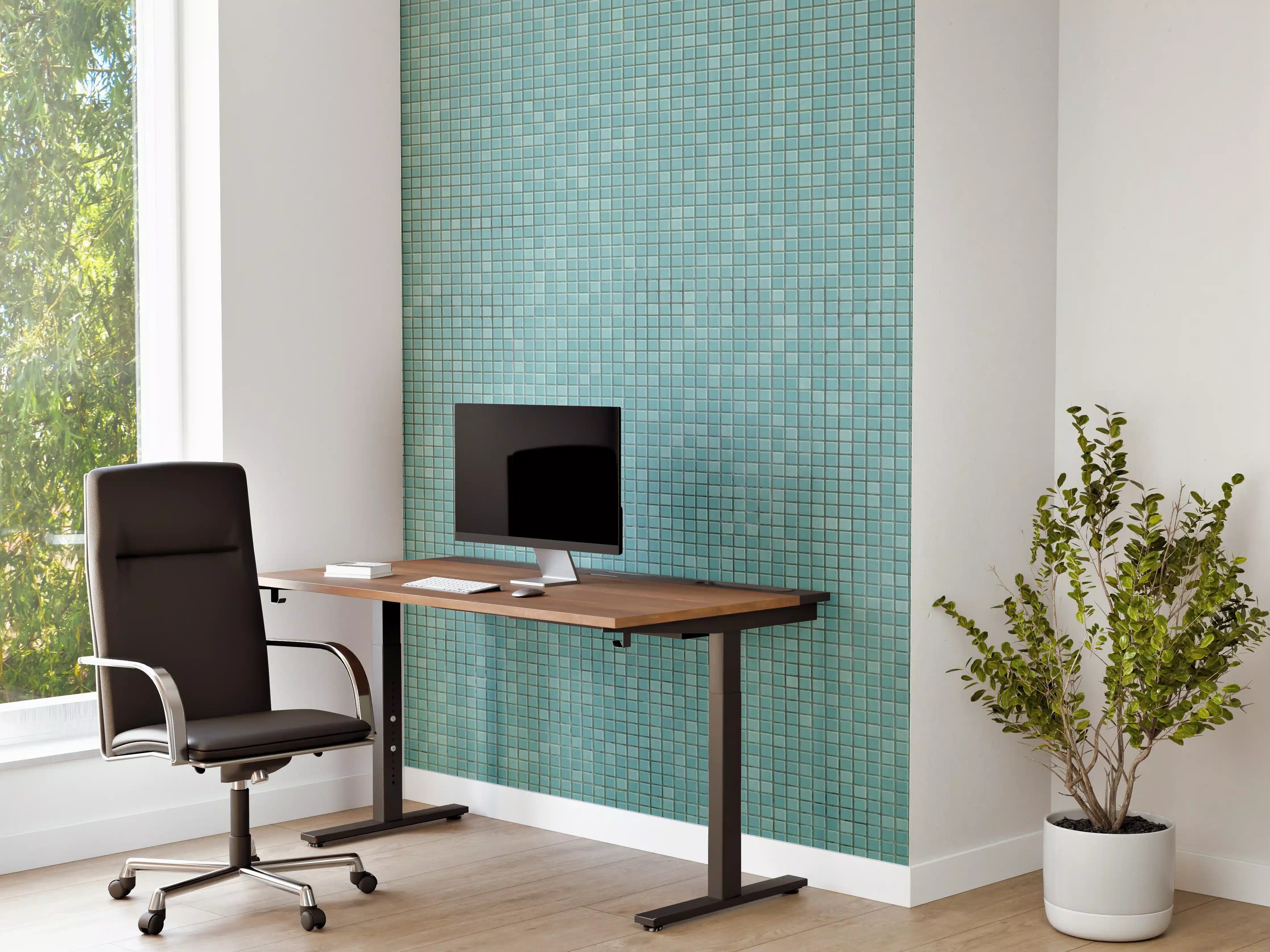 Büro Wandgestaltung - Türkisfarbene Mosaikwand mit feiner Struktur