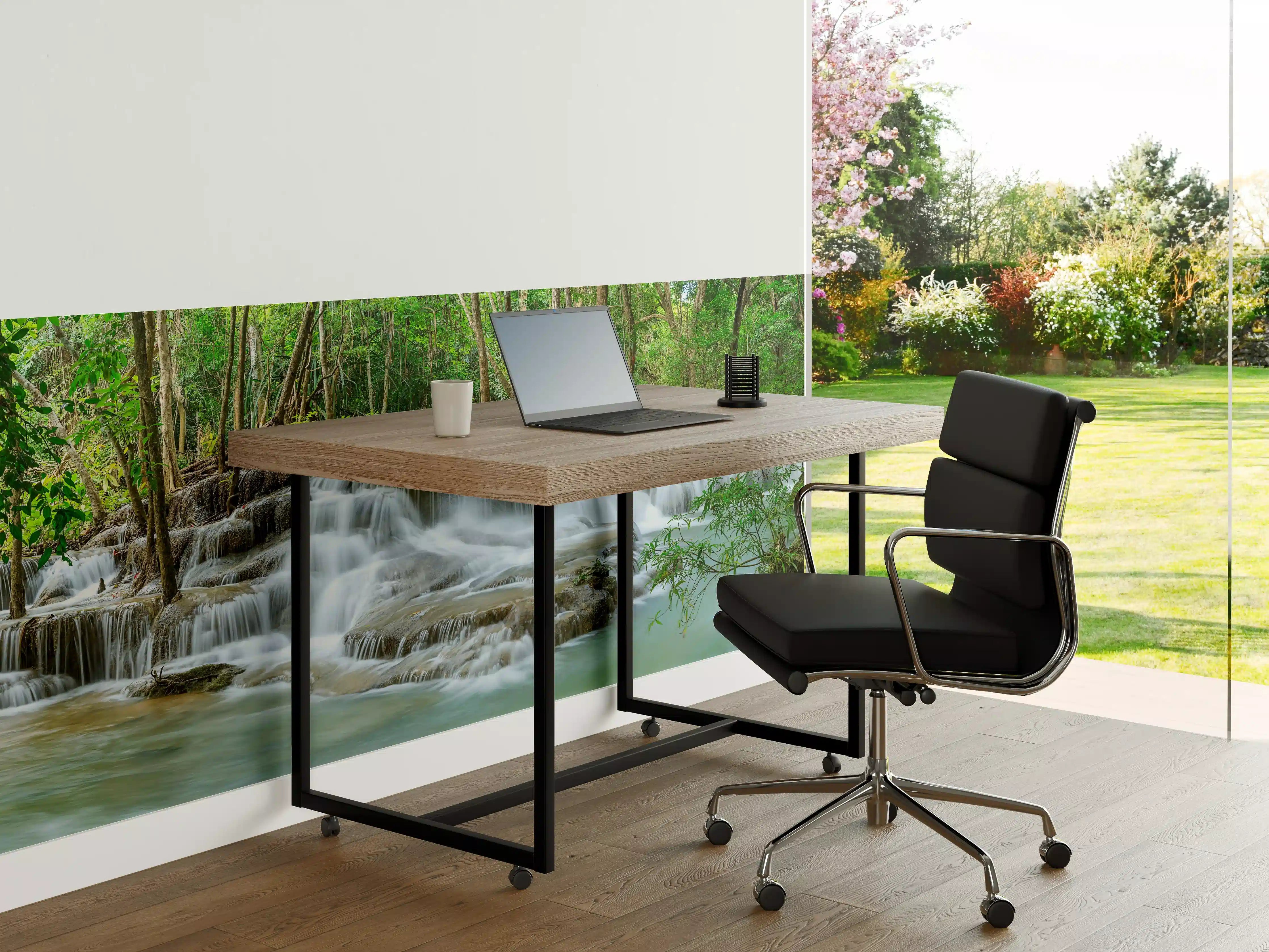 Büro Wandgestaltung - Türkisgrüner Wasserfall im Wald