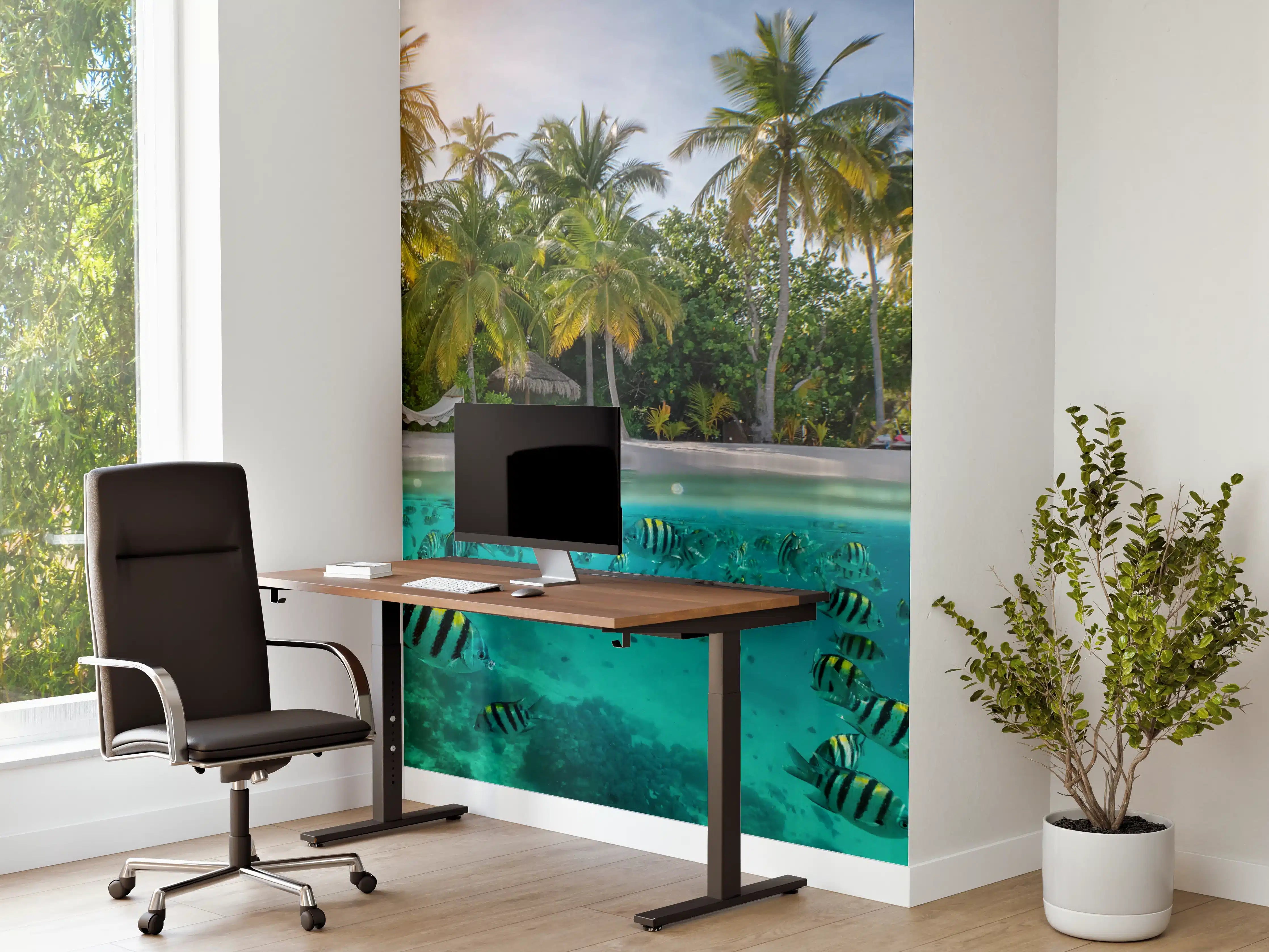Büro Wandgestaltung - Über- und Unterwasserblick auf tropischen Strand