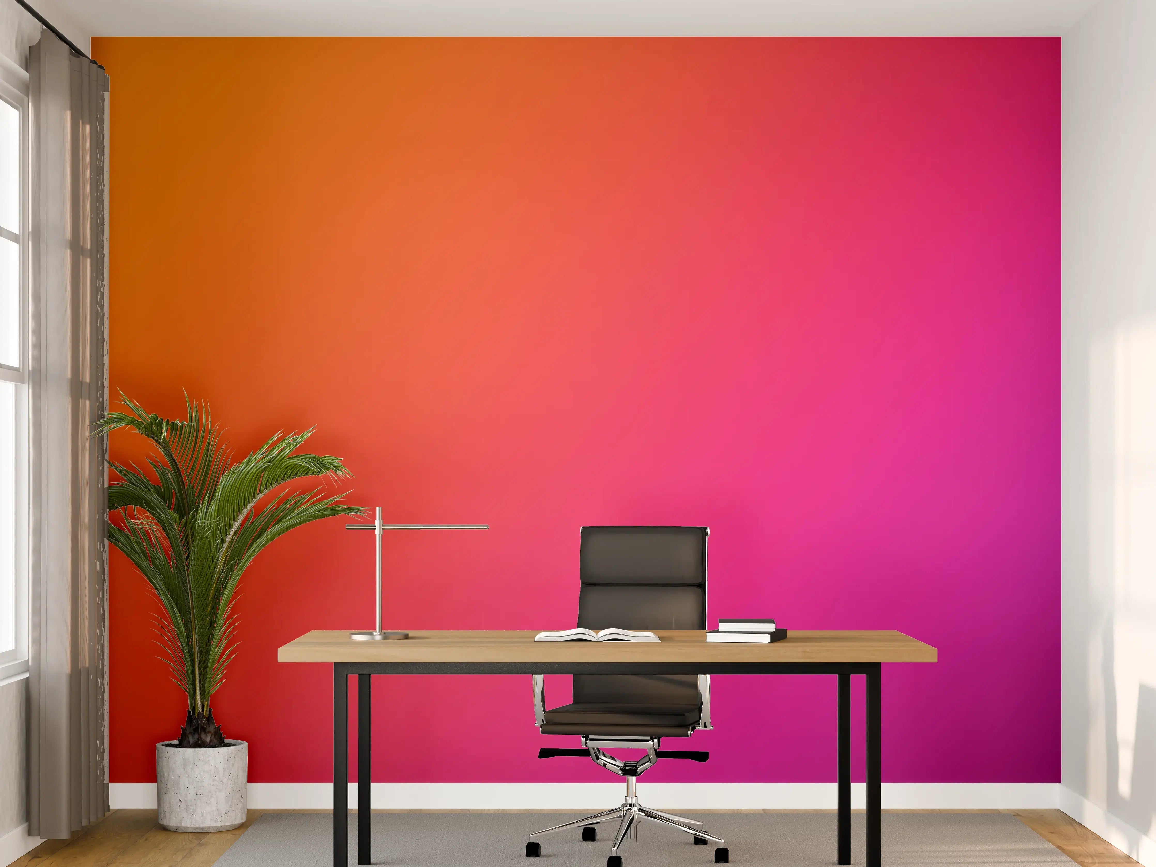 Büro Wandgestaltung - Übergang von orange zu lila