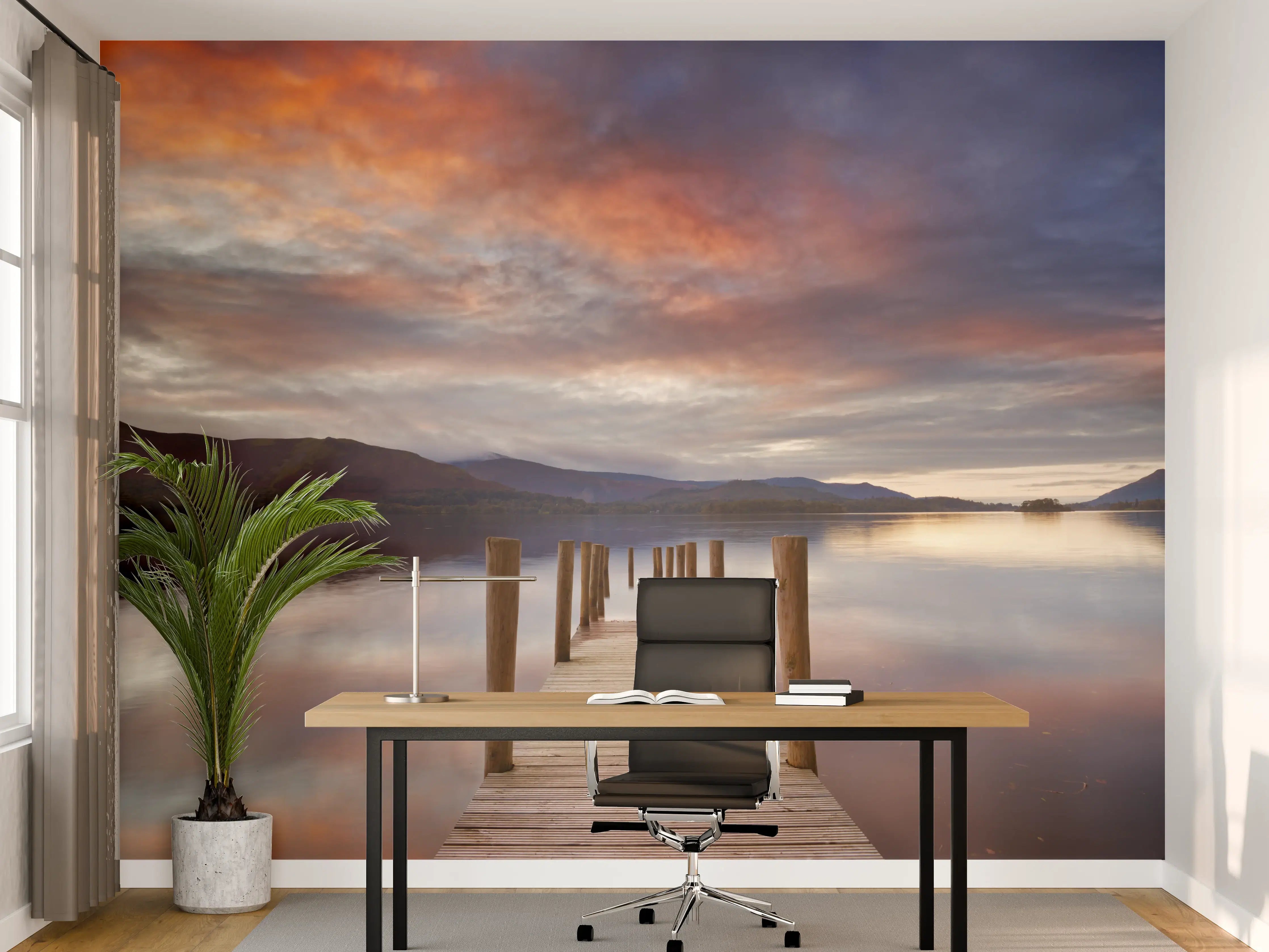 Büro Wandgestaltung - Überschwemmter Steg in Derwent Water