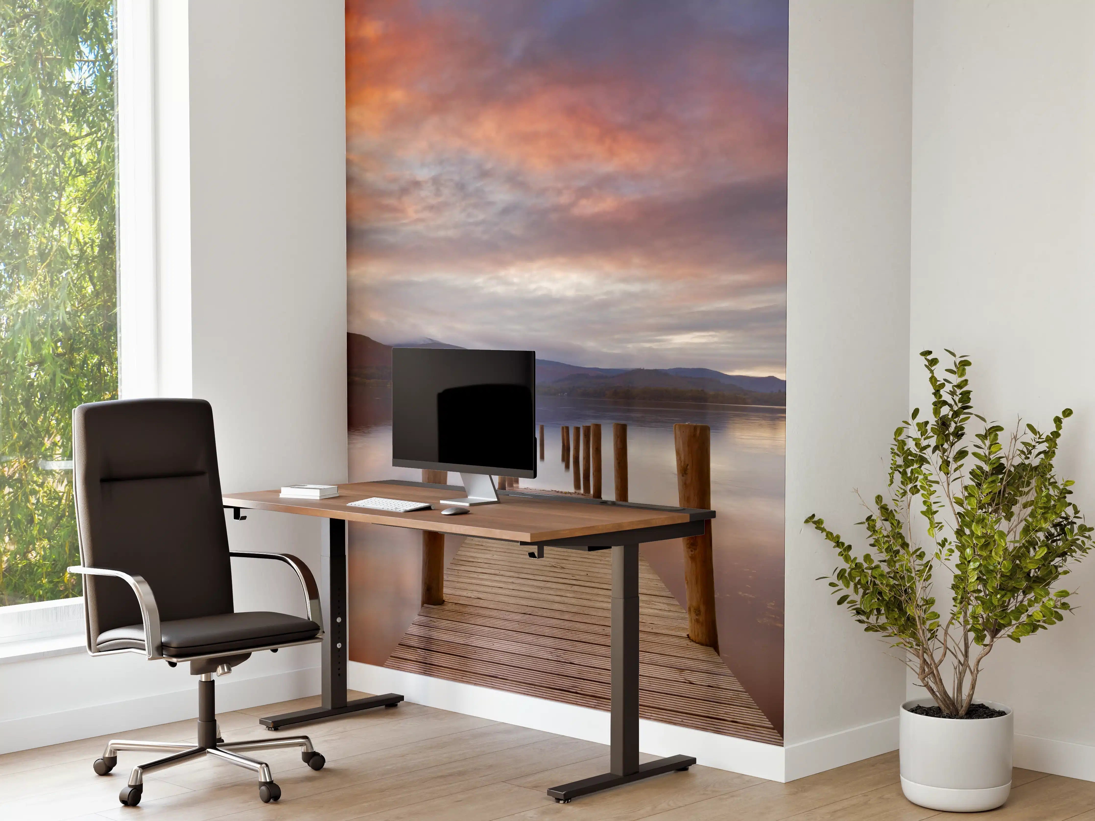 Büro Wandgestaltung - Überschwemmter Steg in Derwent Water