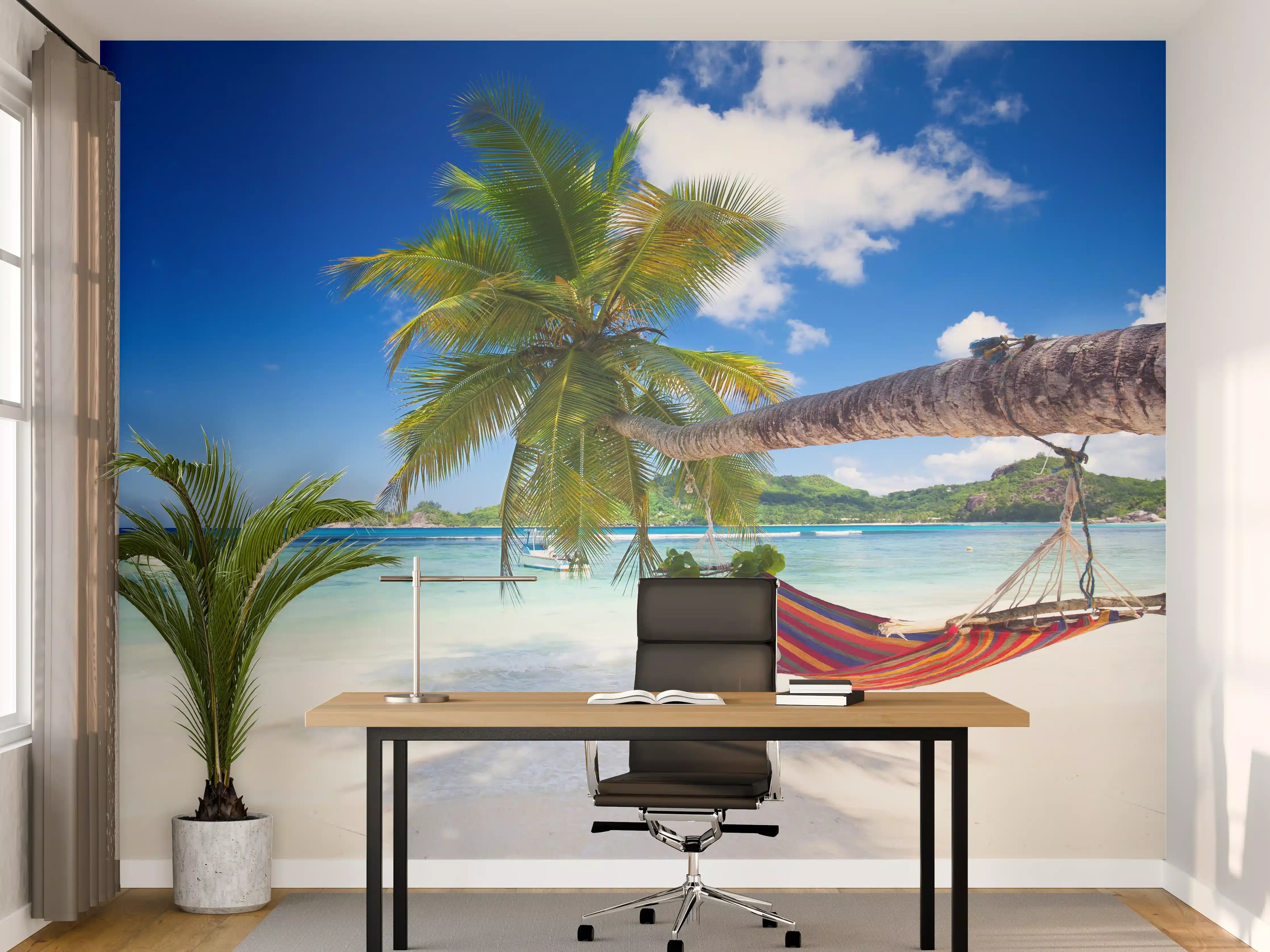 Büro Wandgestaltung - Urlaub am Strand in Seychellen