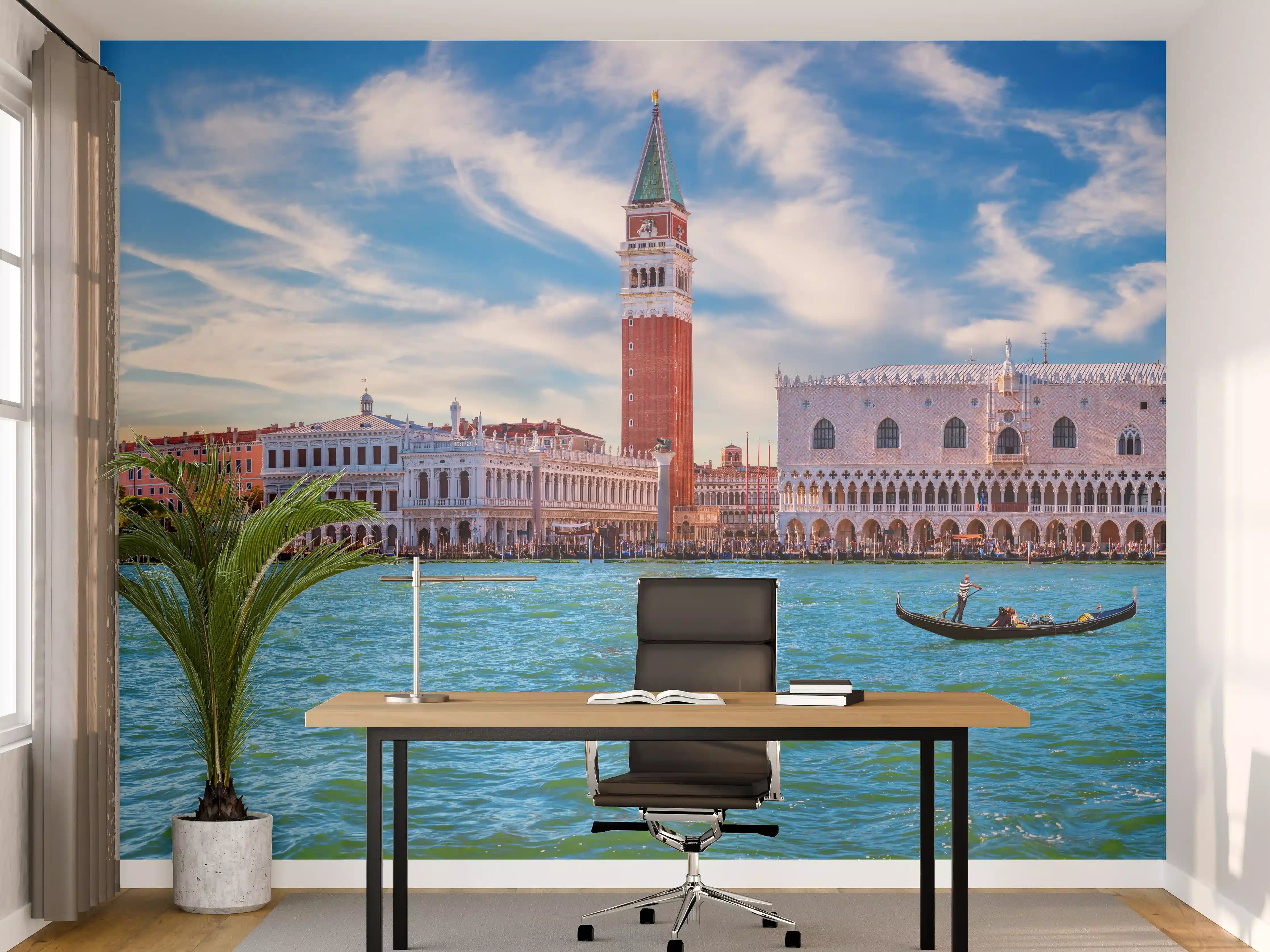Büro Wandgestaltung - Venedig Skyline Blau-Türkis