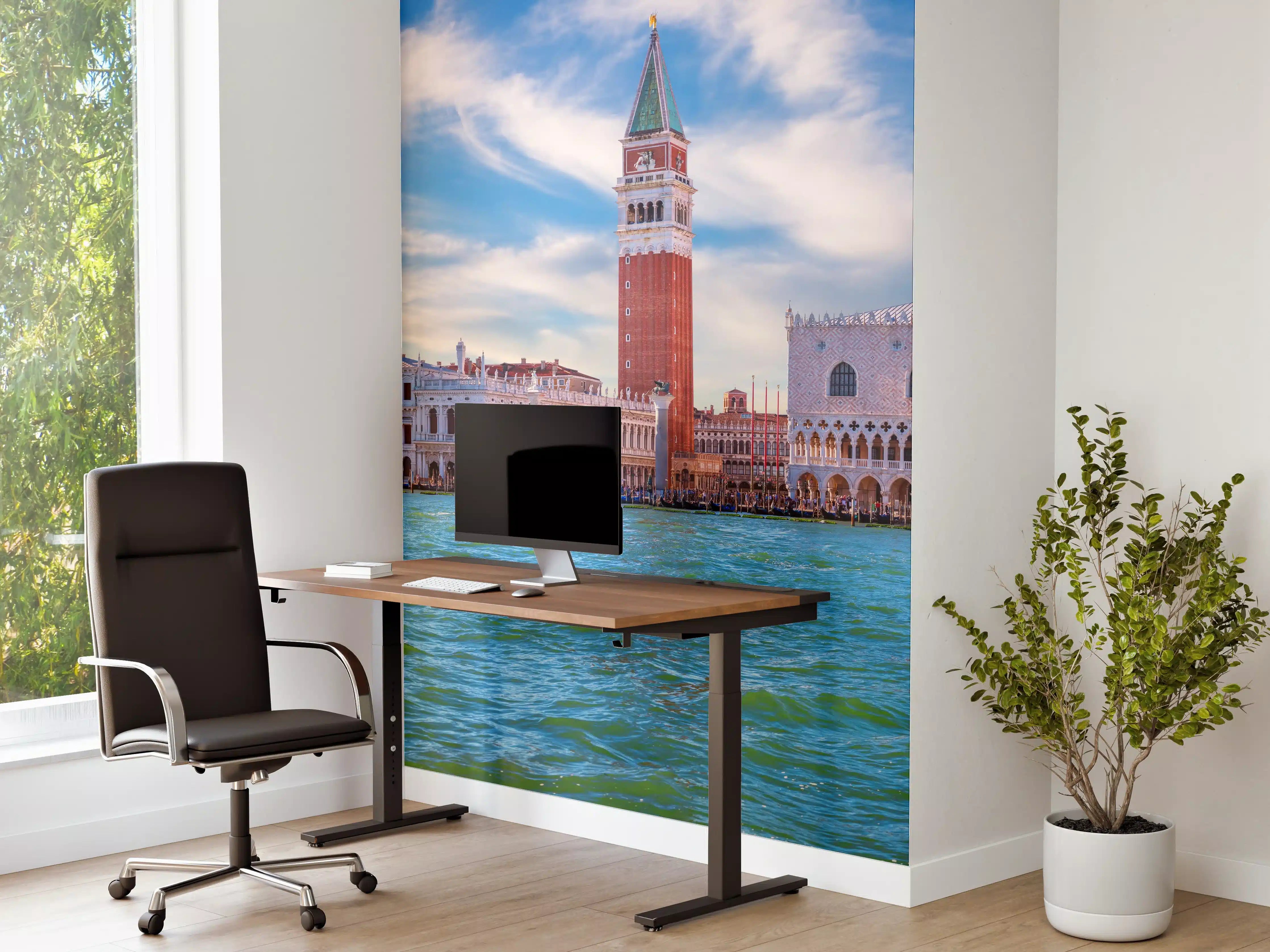 Büro Wandgestaltung - Venedig Skyline Blau-Türkis