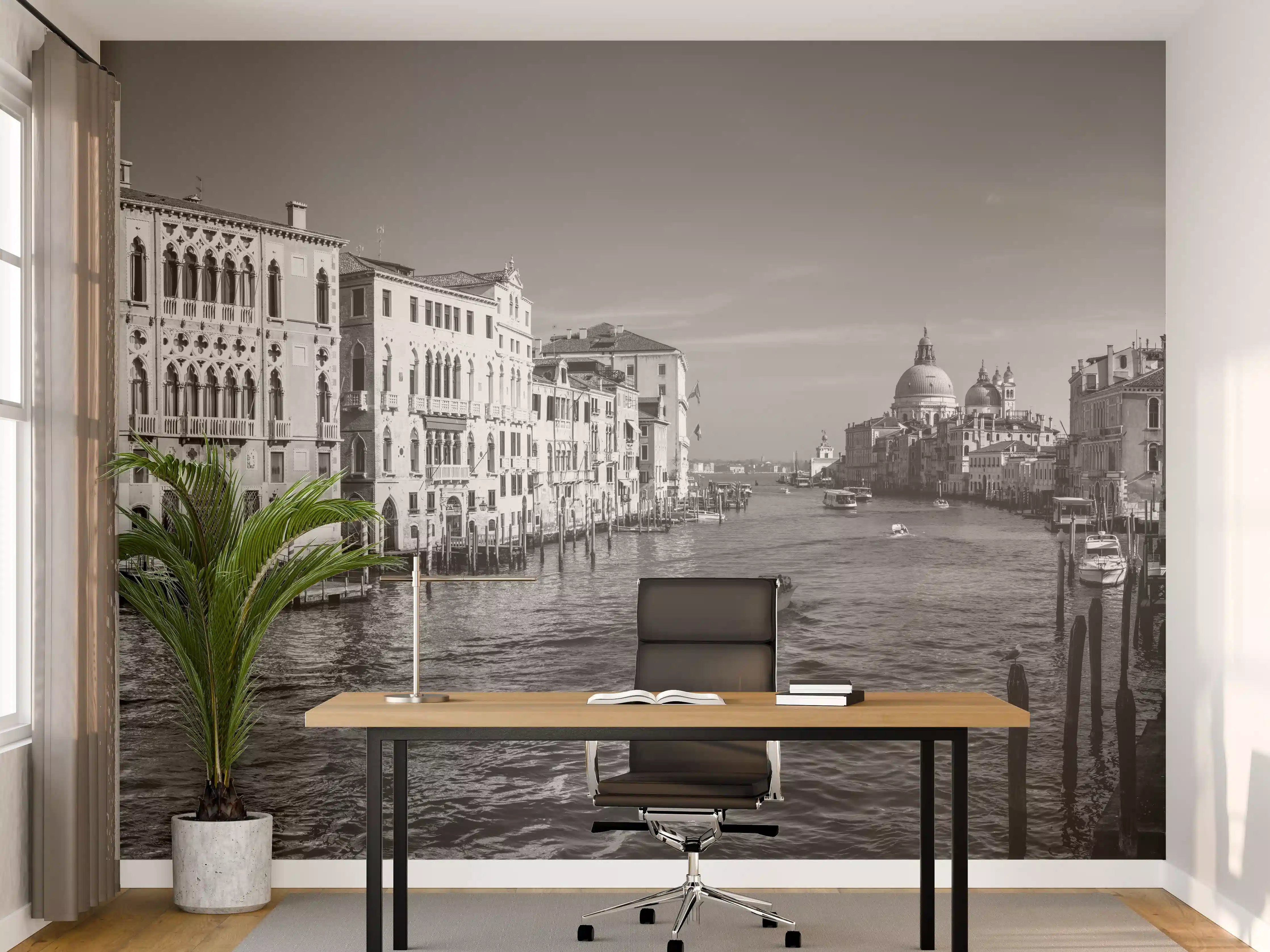 Büro Wandgestaltung - Venedig in Schwarz und Weiß