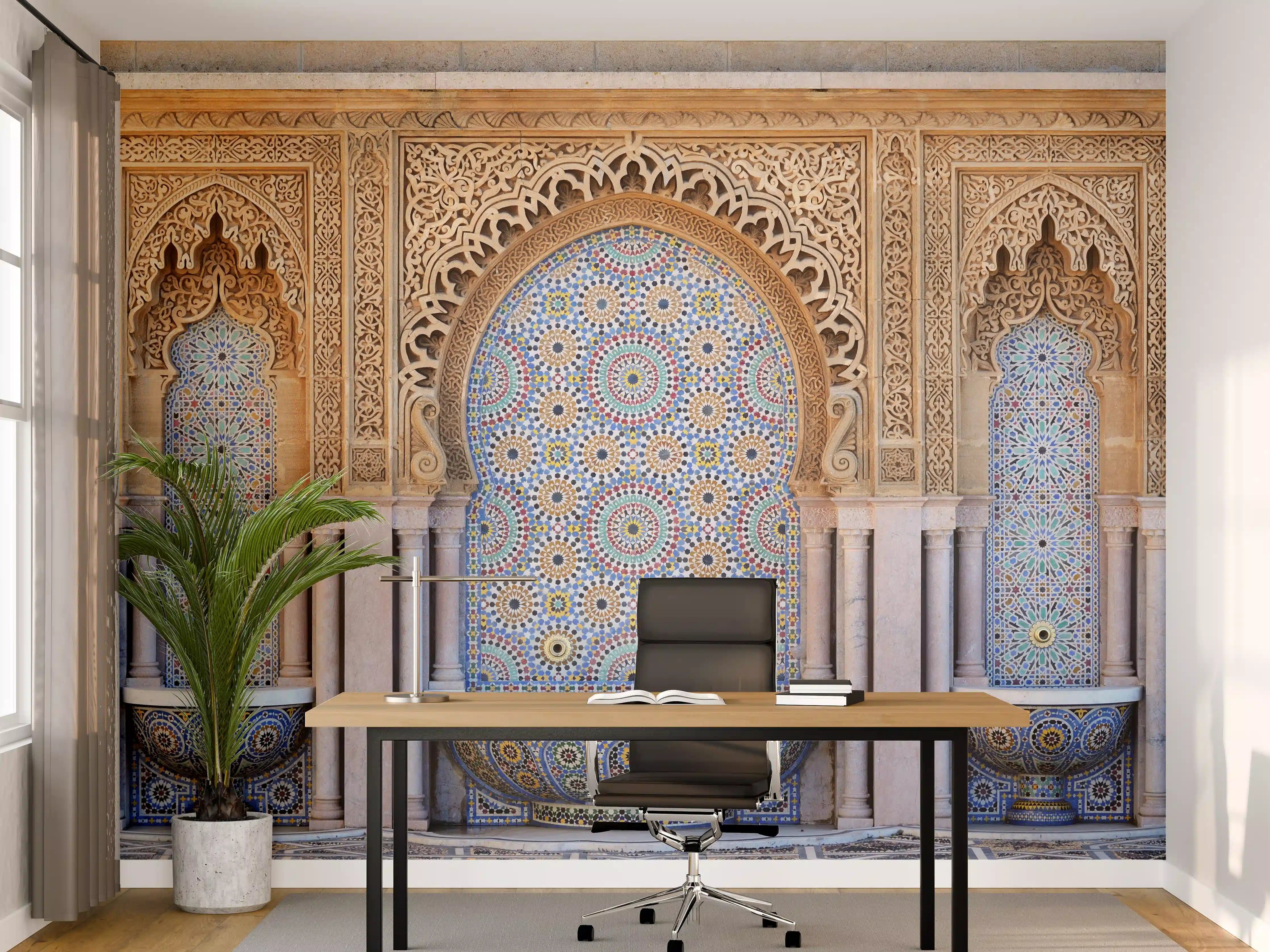 Büro Wandgestaltung - Verzierter Brunnen mit Mosaikfliesen in Rabat