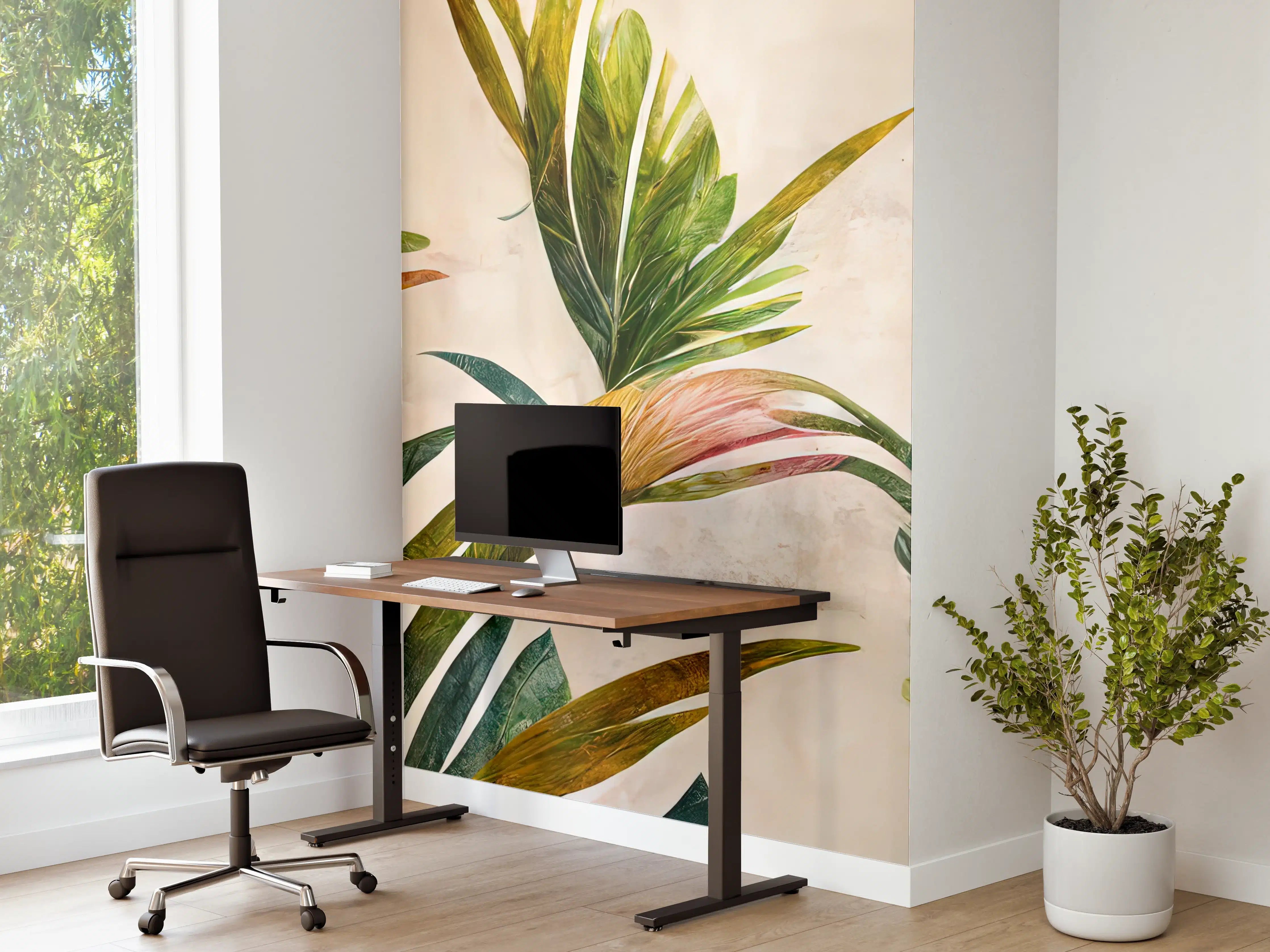 Büro Wandgestaltung - Vibrante Tropenpflanzen mit leuchtenden Farben