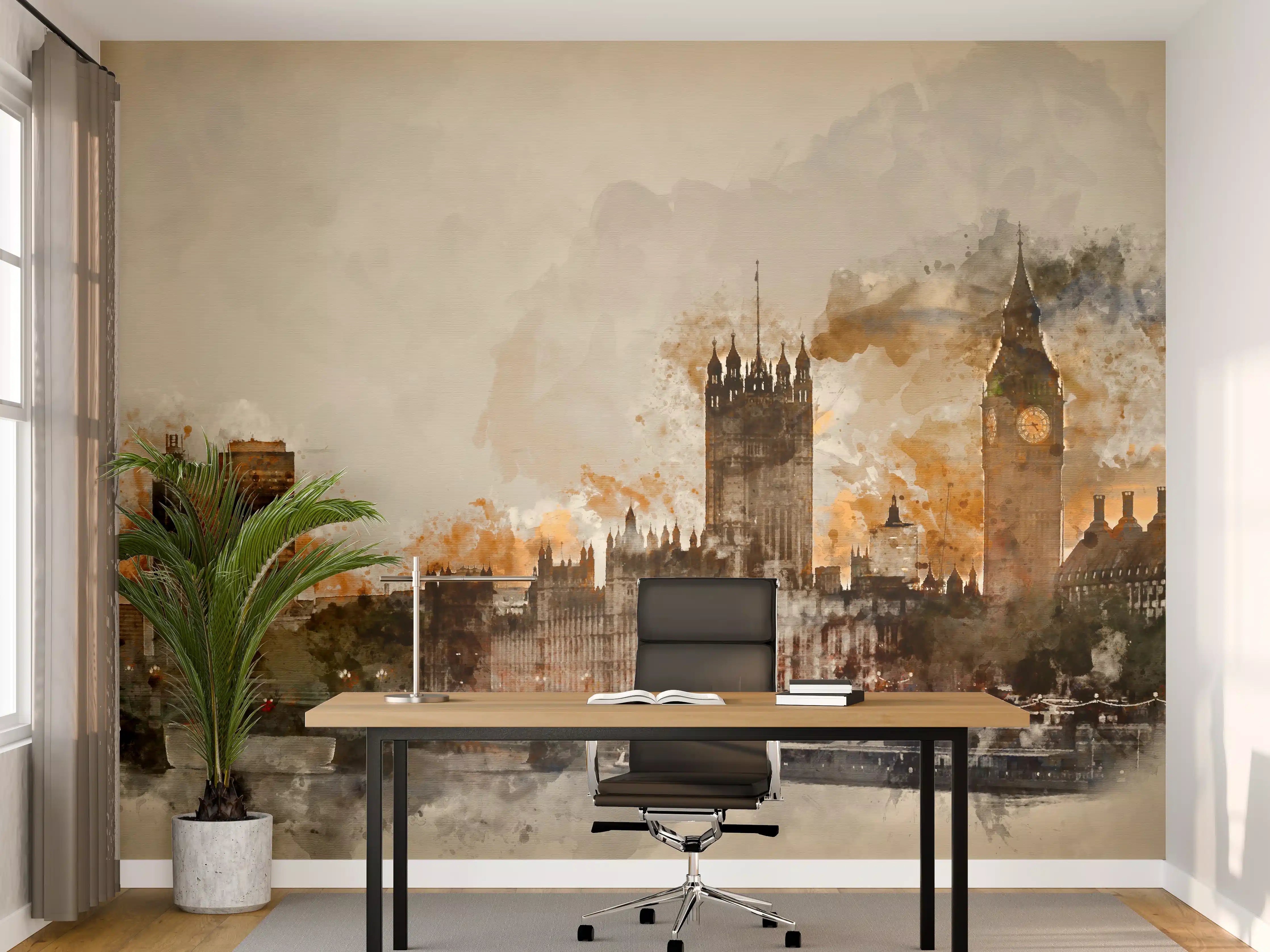 Büro Wandgestaltung - Vintage Aquarell von London