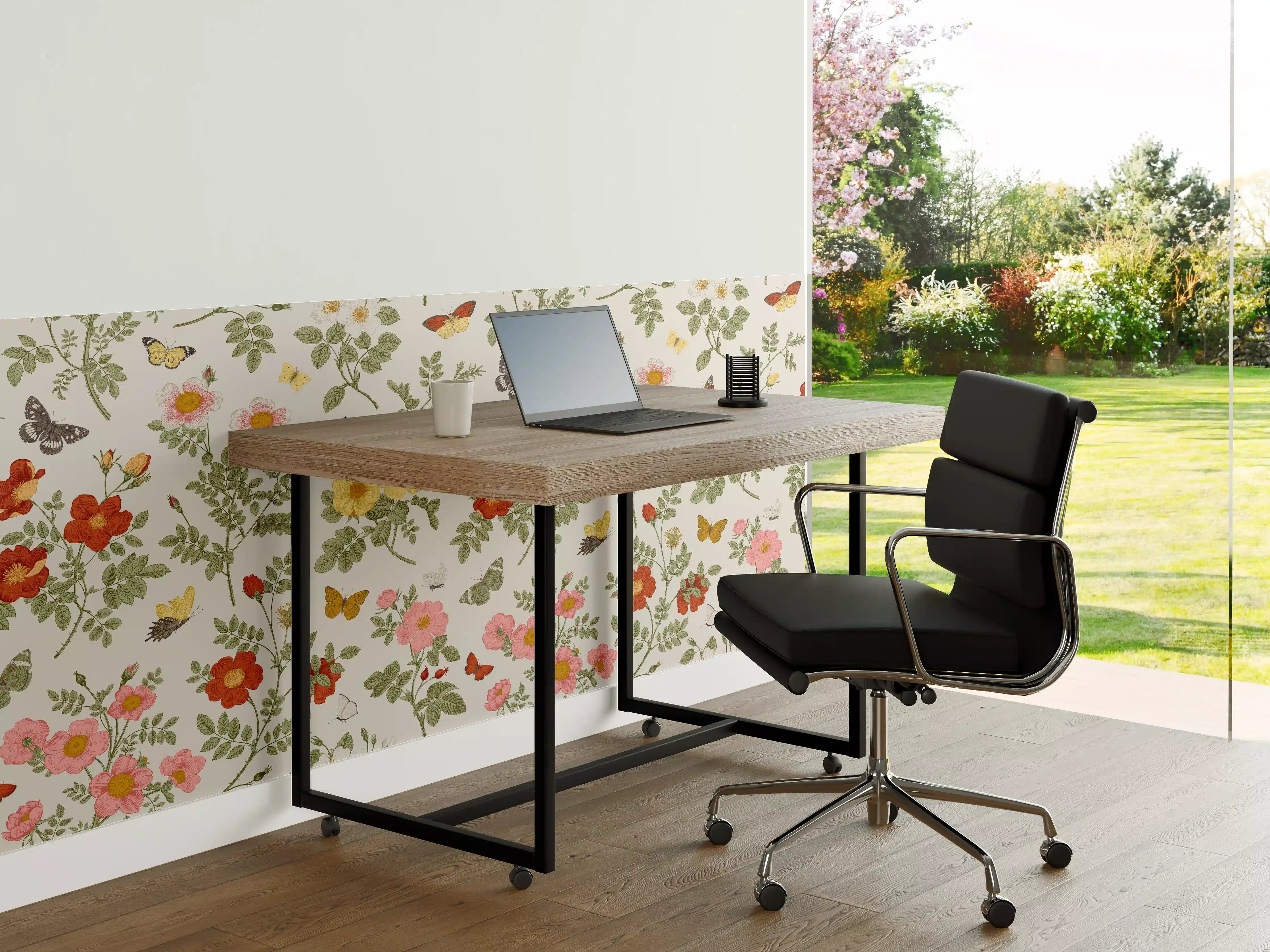 Büro Wandgestaltung - Vintage Bloom Blumenmuster Rosa-Beige