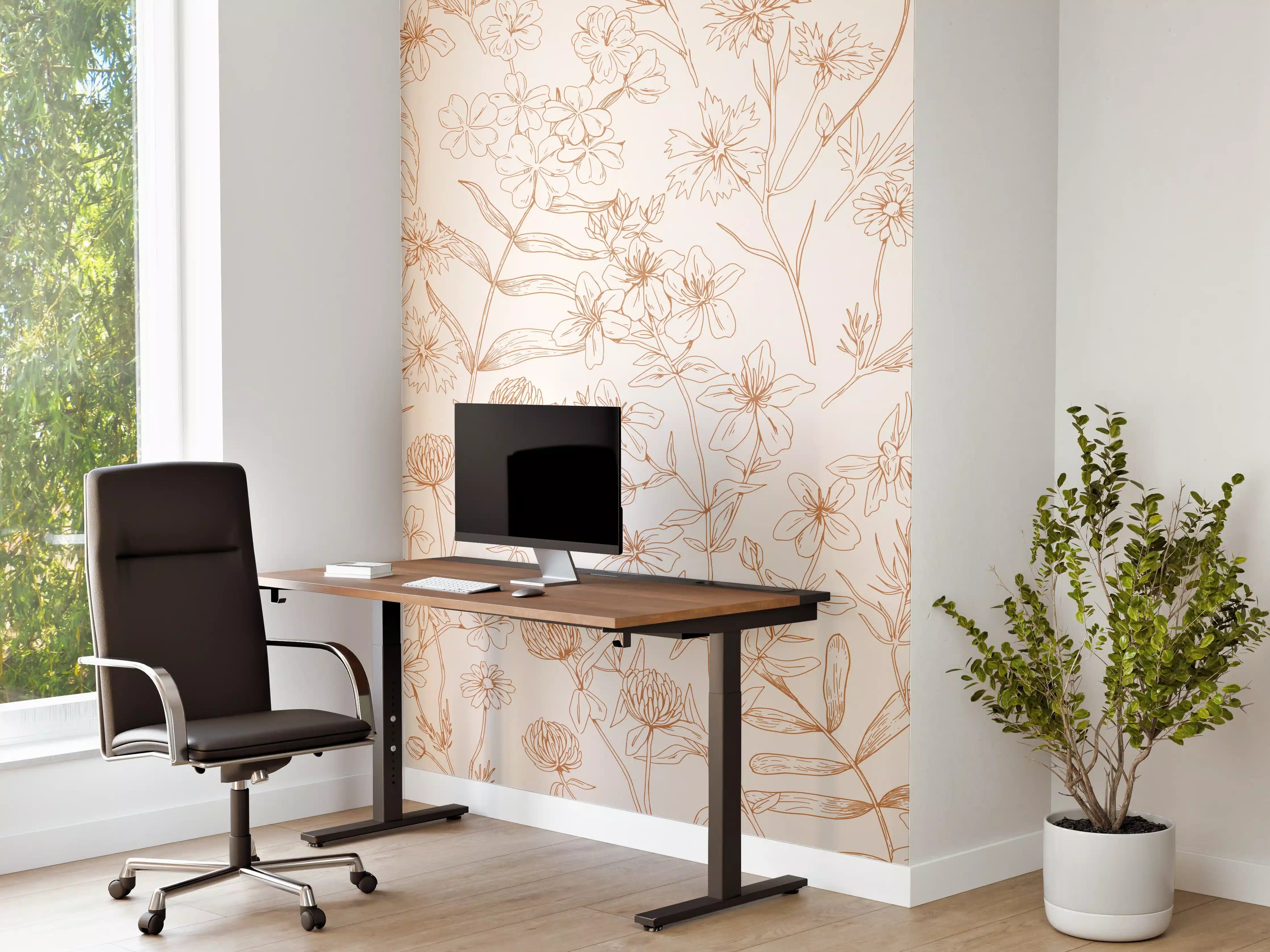 Büro Wandgestaltung - Vintage Bloom Florales Muster in Rosa und Beige