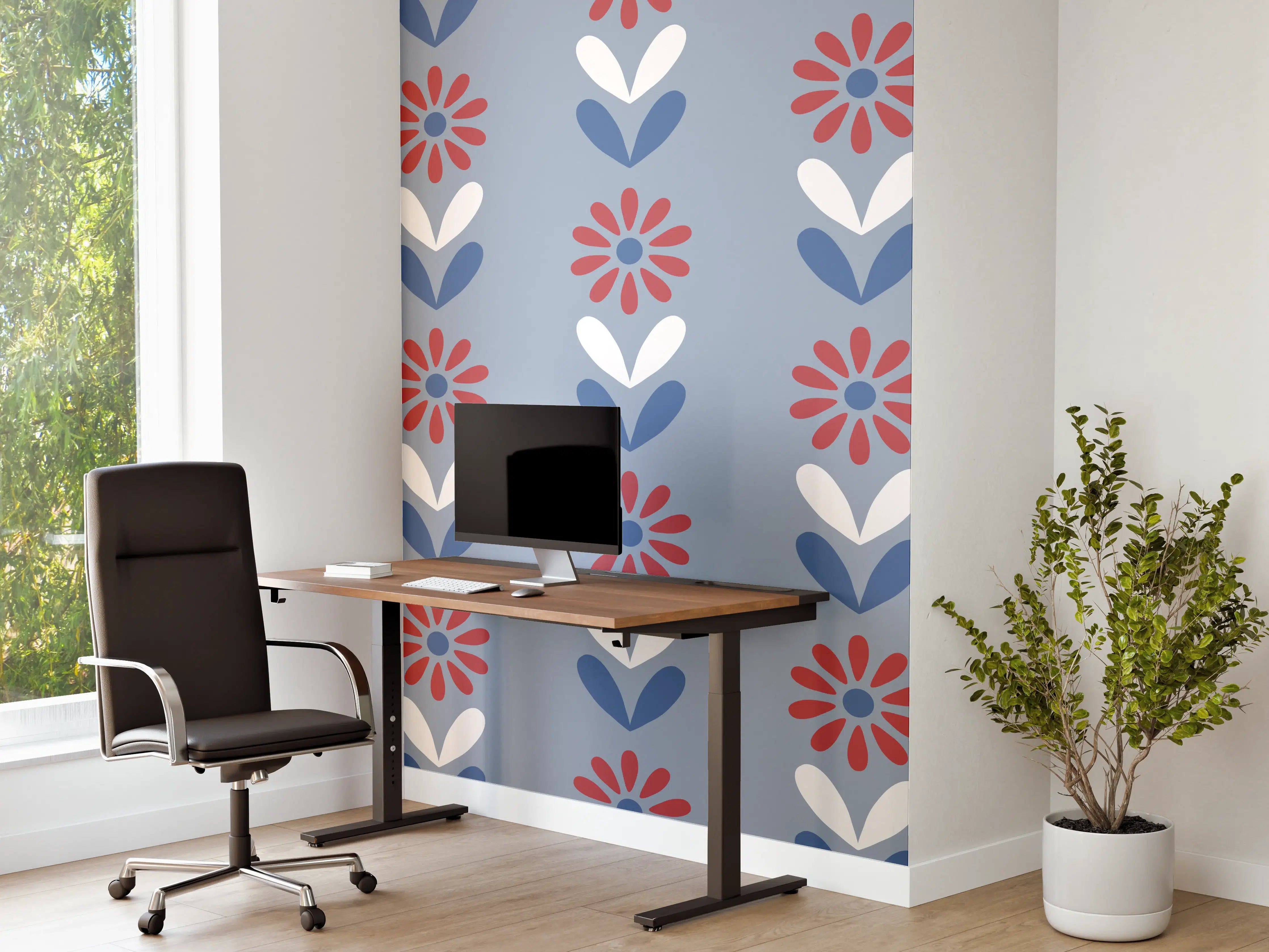 Büro Wandgestaltung - Vintage Bloom Gänseblümchen Tapete
