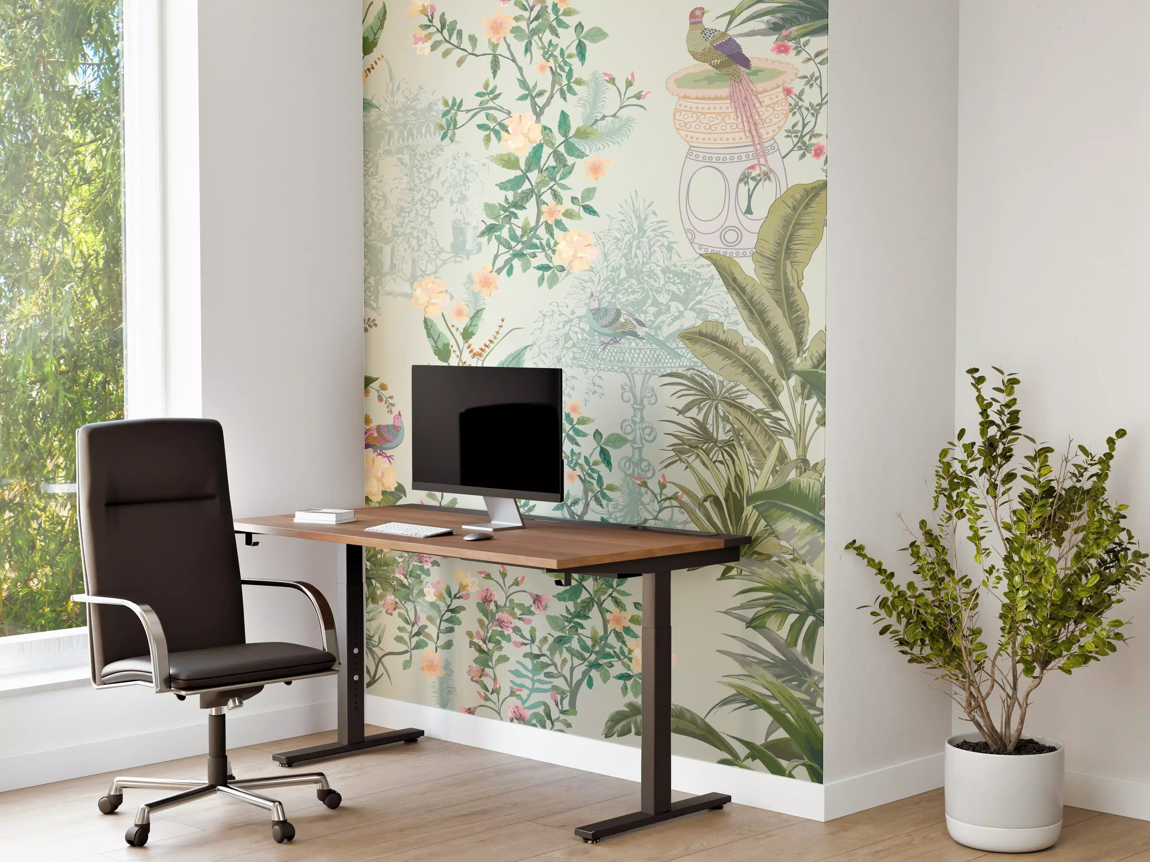 Büro Wandgestaltung - Vintage Bloom Grünes Refugium