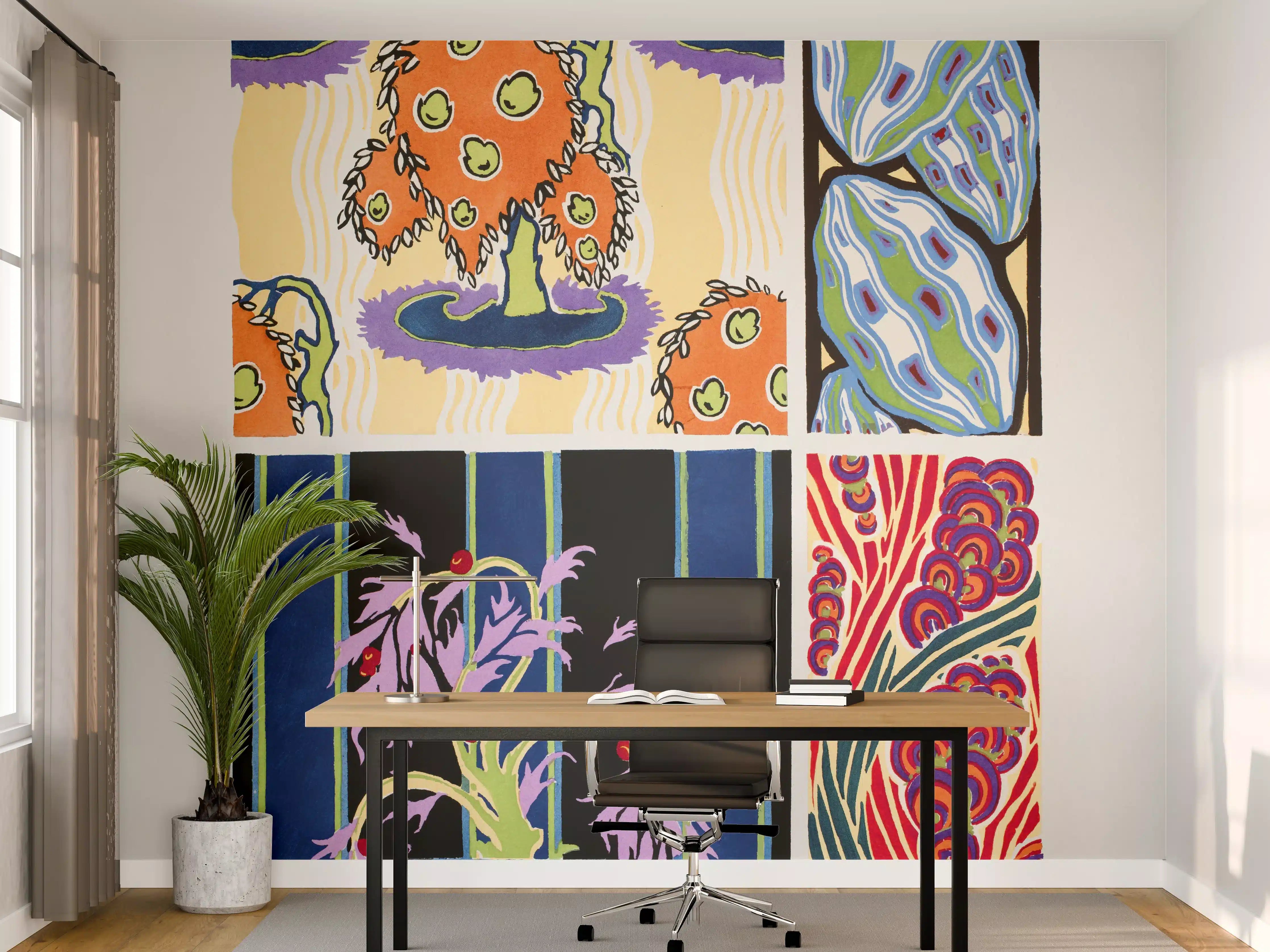 Büro Wandgestaltung - Vintage-Blumen Kunstposter
