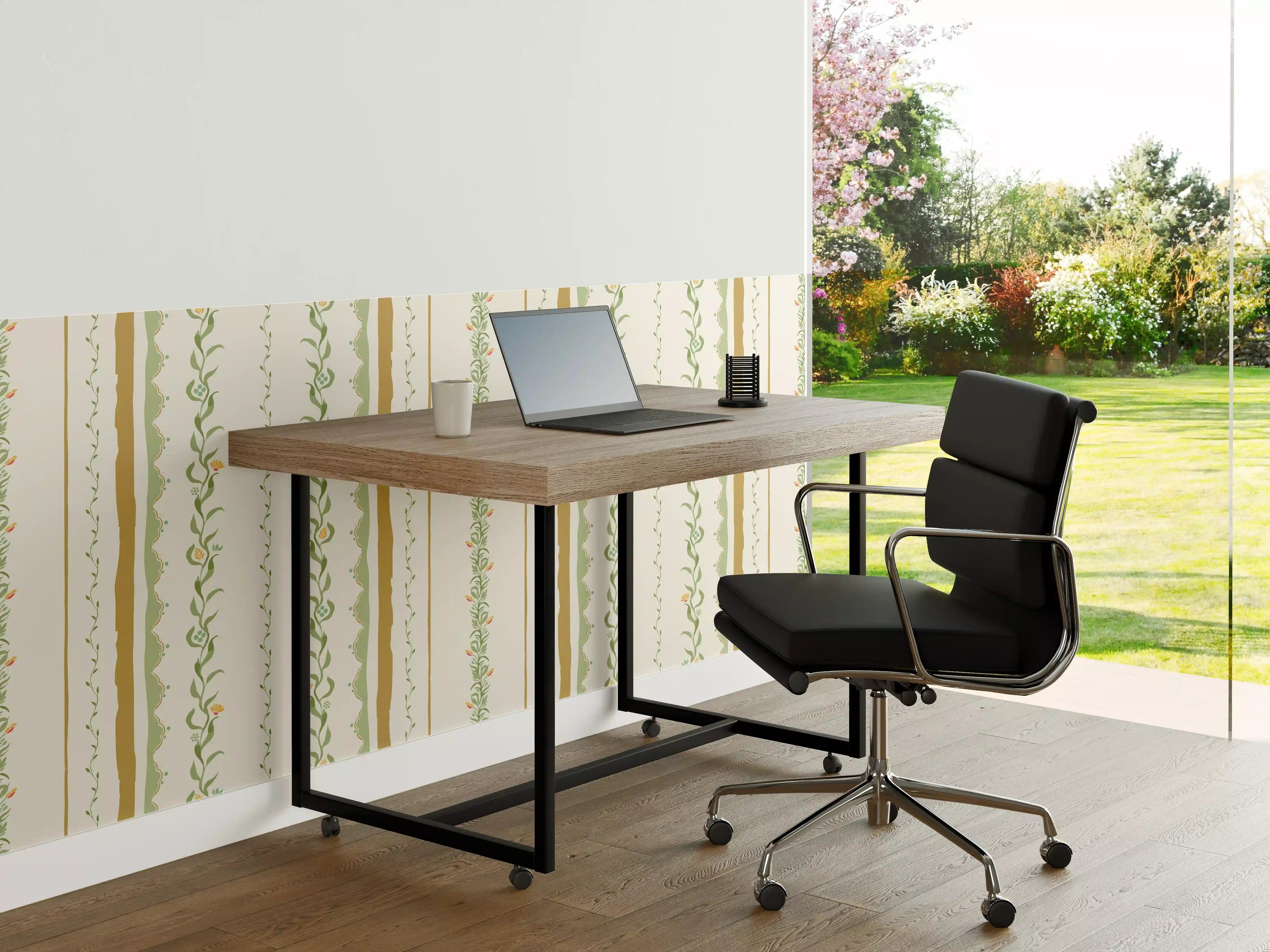 Büro Wandgestaltung - Vintage-Blumen Tapete Beige-Grün