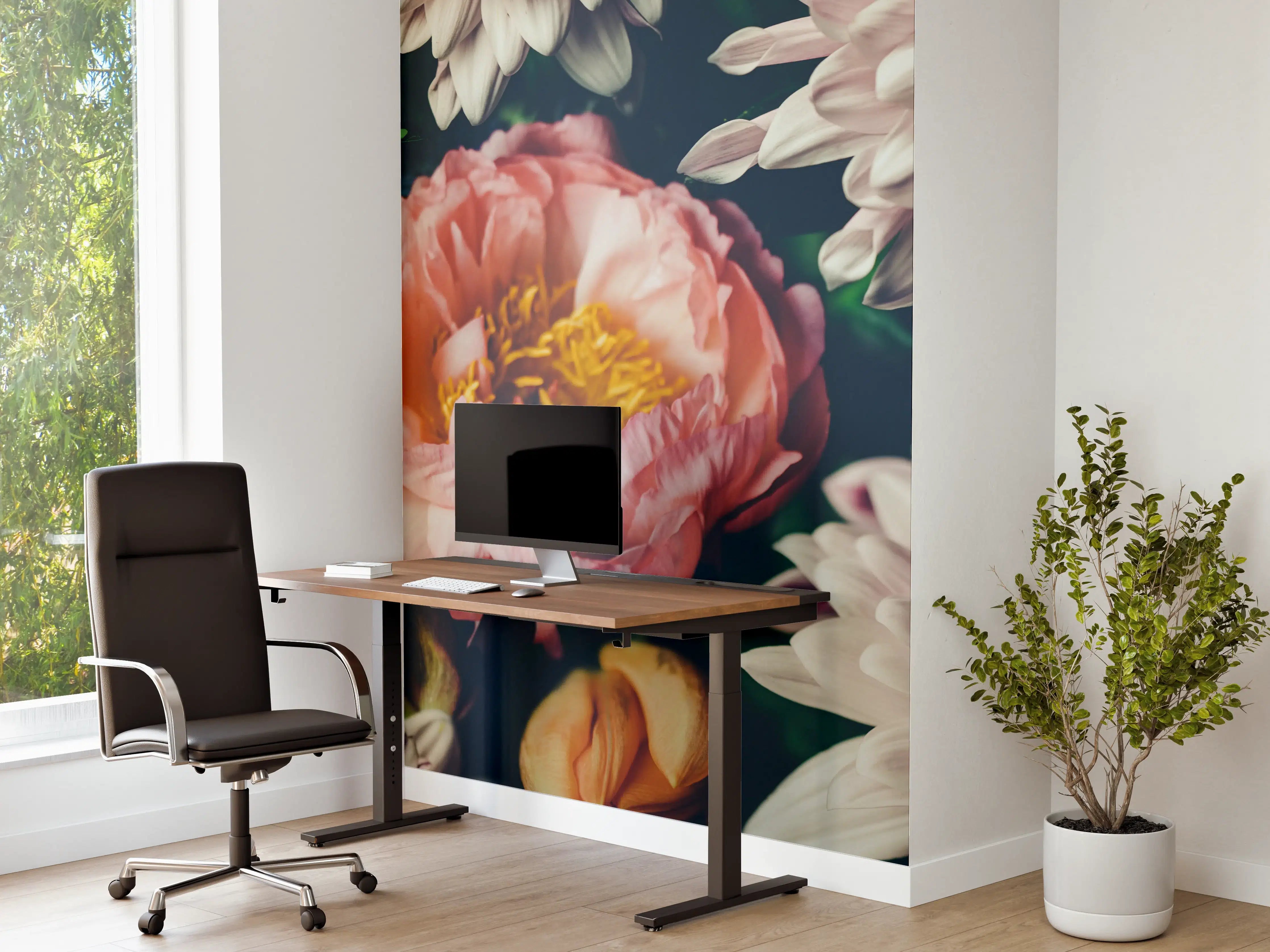 Büro Wandgestaltung - Vintage Blumenbouquet