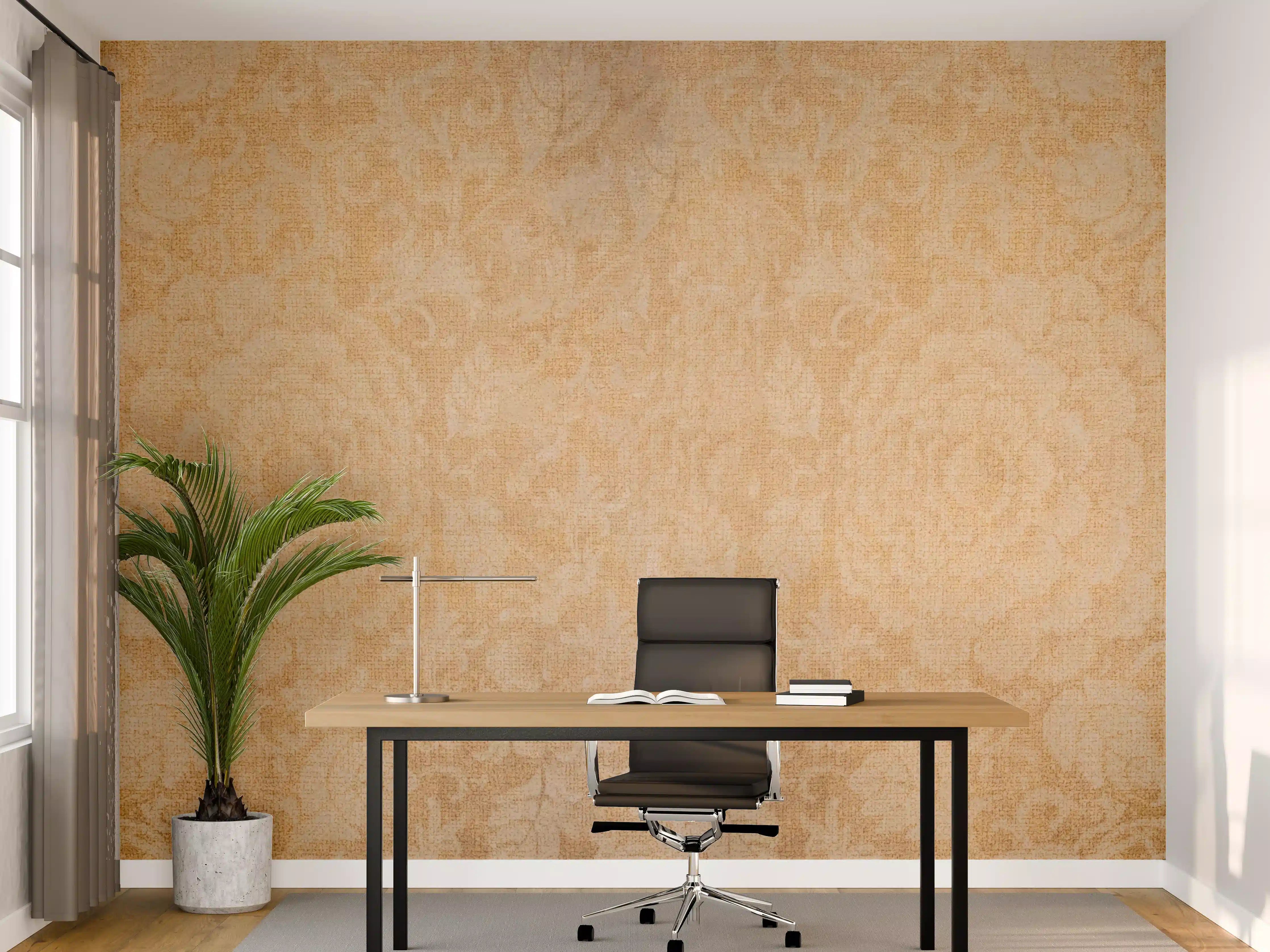 Büro Wandgestaltung - Vintage Blumenmuster Fliesenbeige
