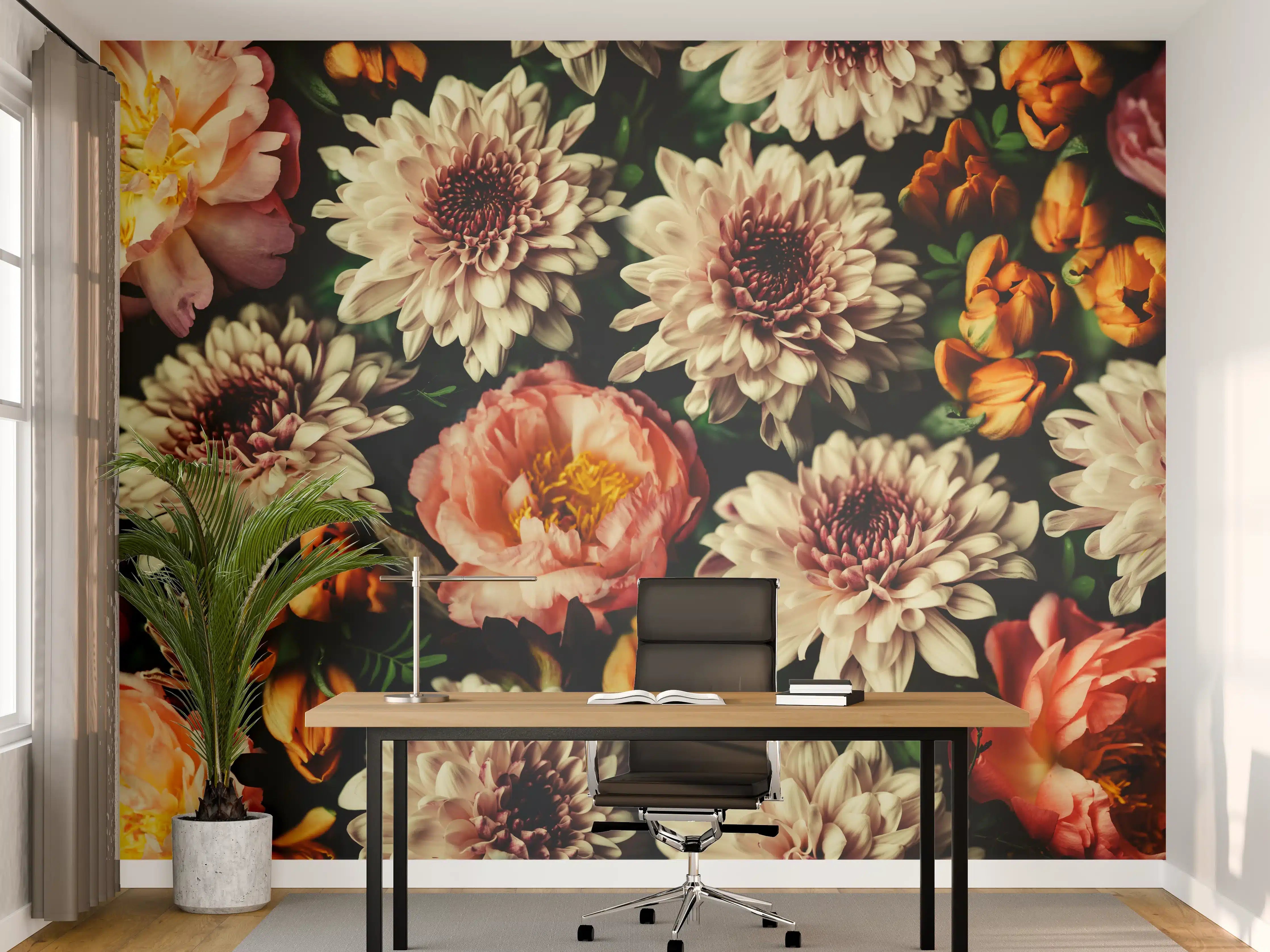Büro Wandgestaltung - Vintage-Bouquet mit schönen Blumen