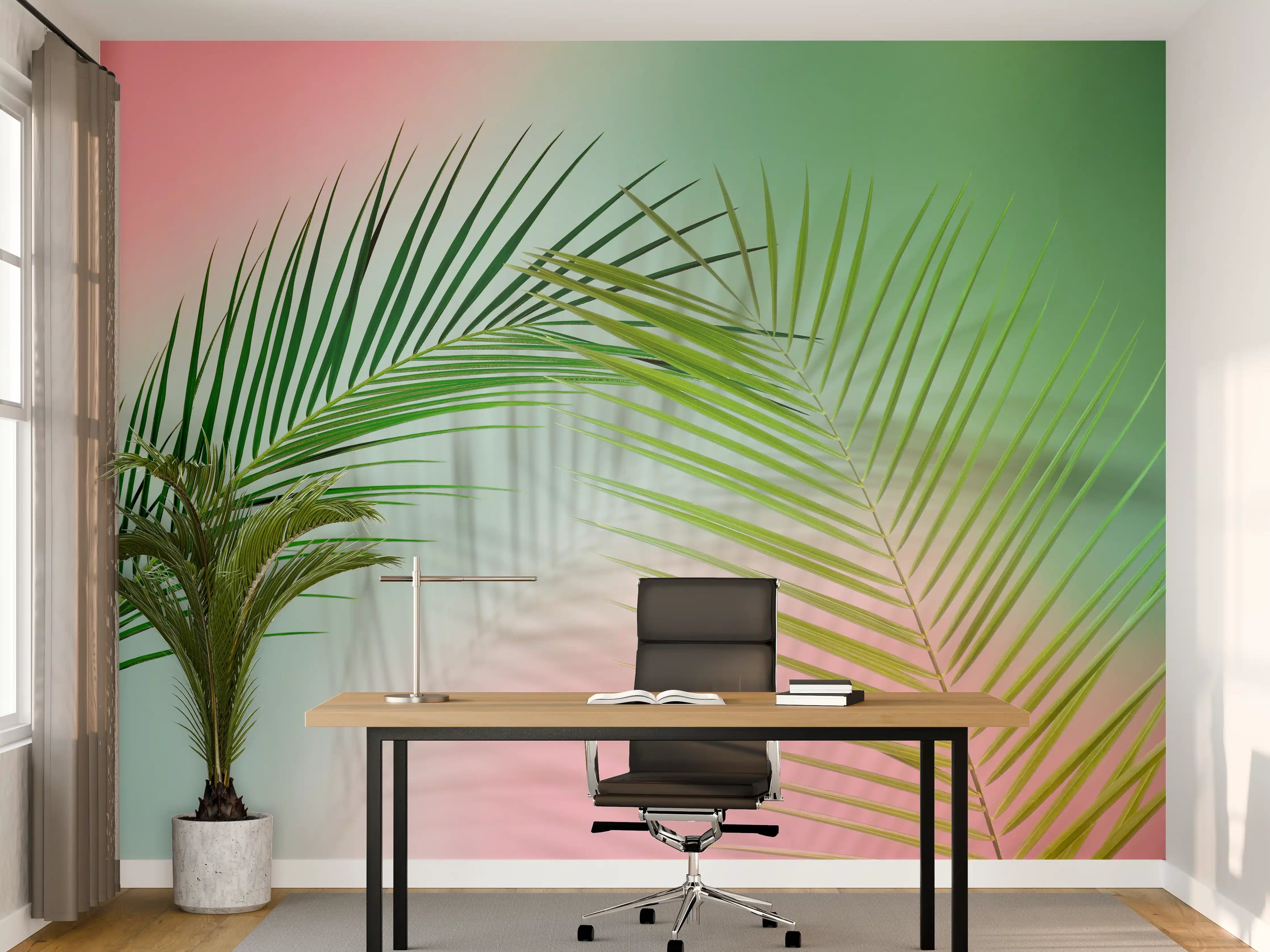 Büro Wandgestaltung - Vintage Darstellung von Palmzweigen