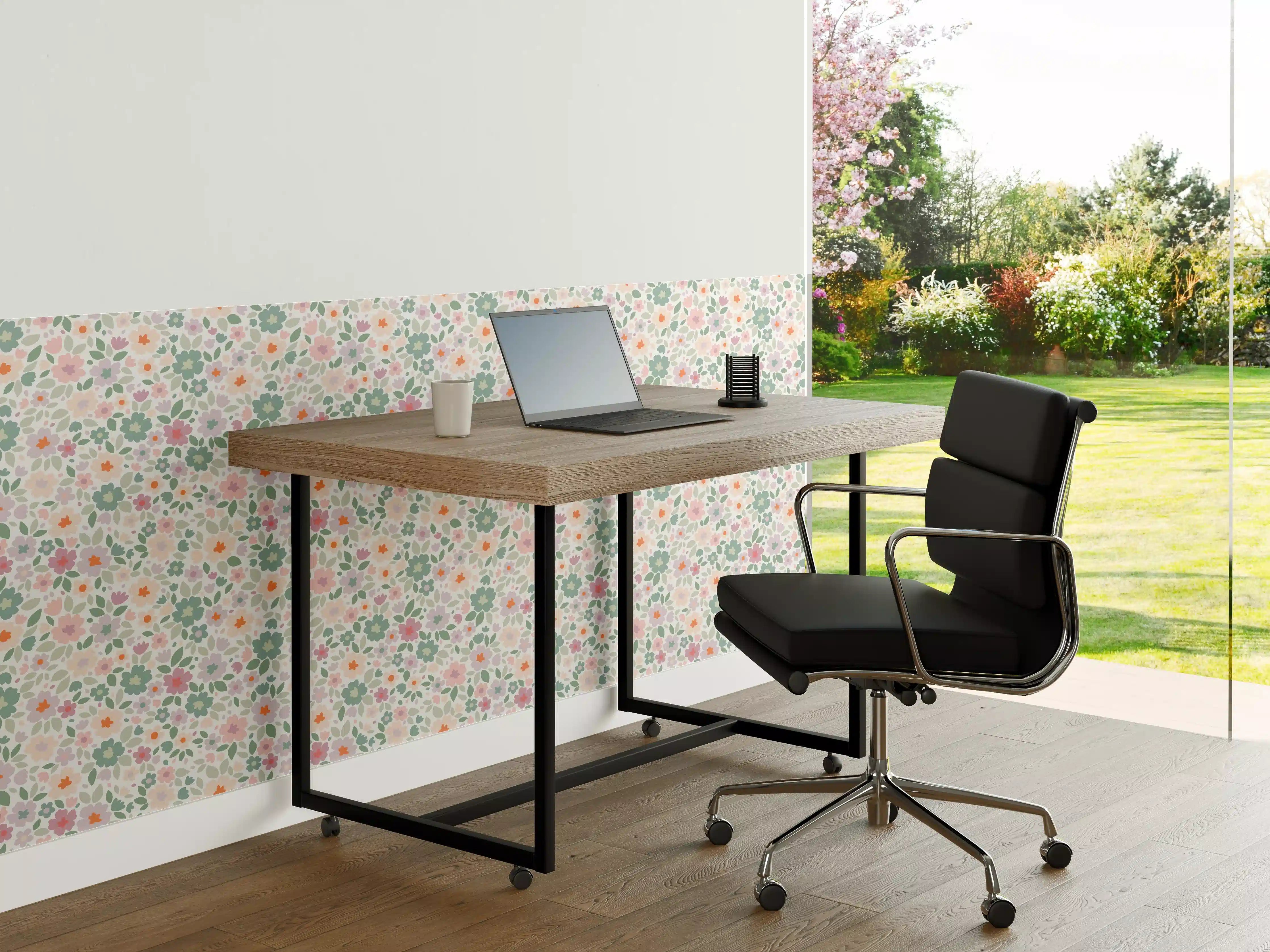 Büro Wandgestaltung - Vintage Ditsy Pattern in Rosa