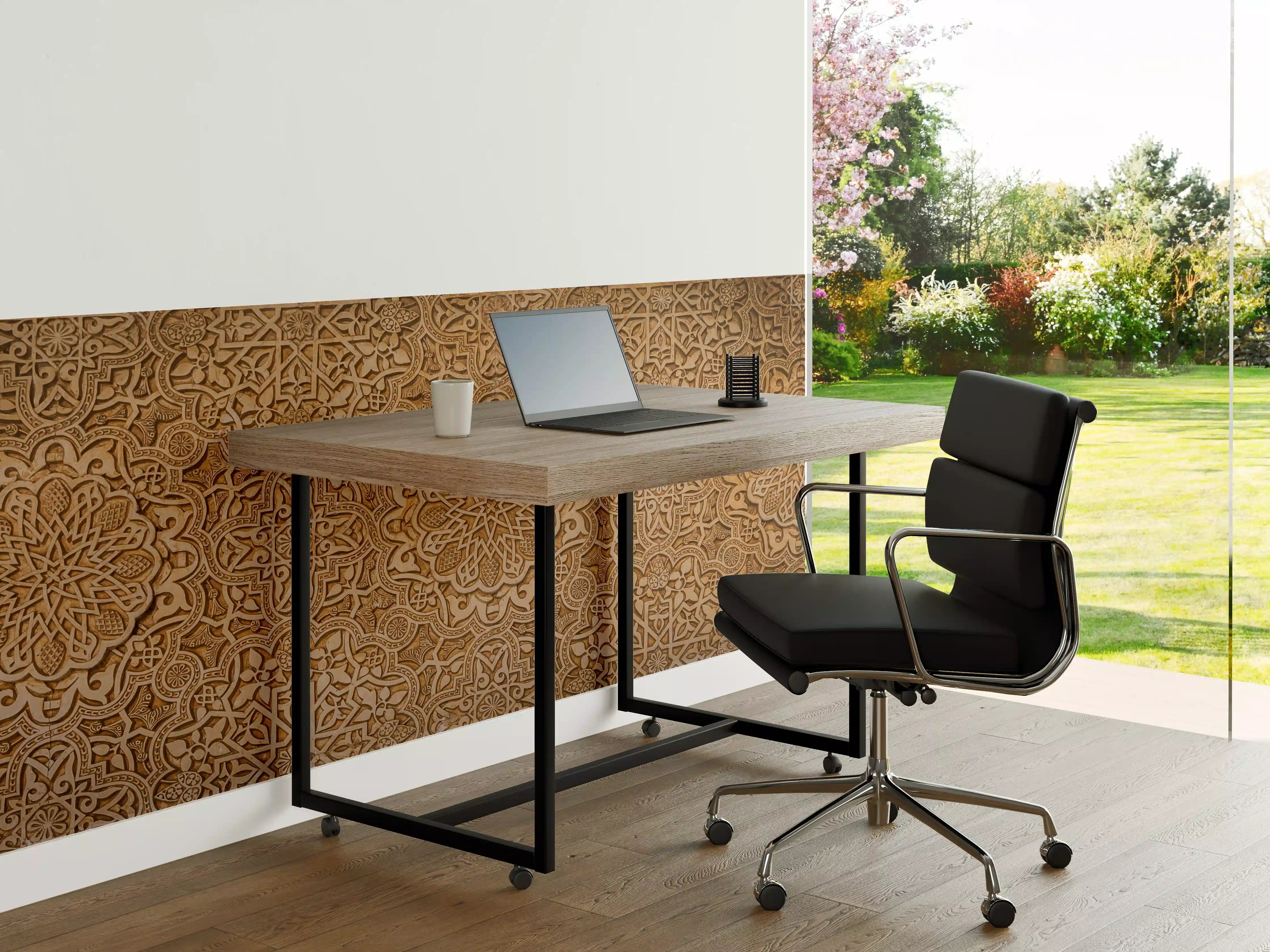 Büro Wandgestaltung - Vintage-Holzdekor mitornamentaler Musterung