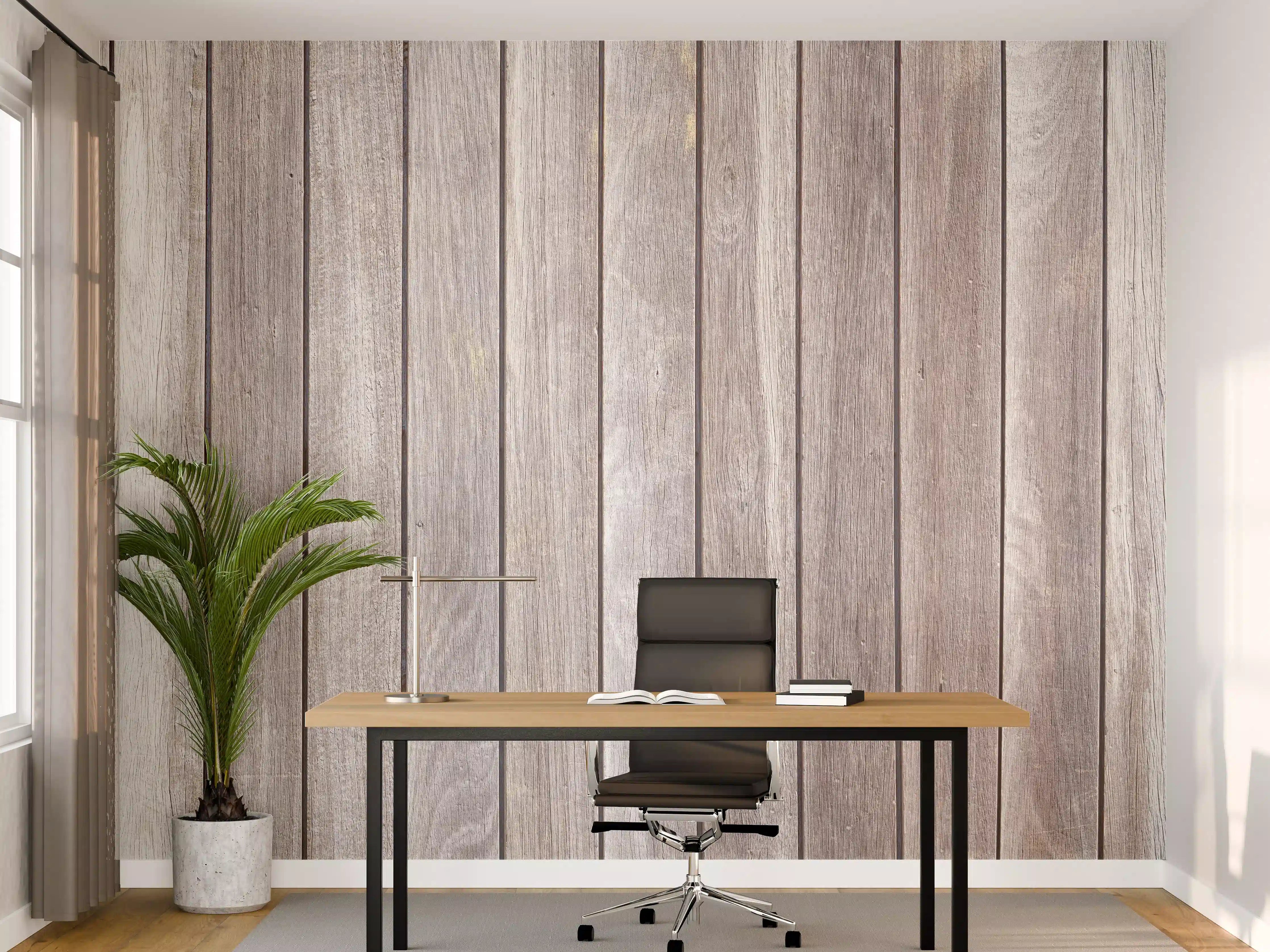 Büro Wandgestaltung - Vintage Holzdielenmuster