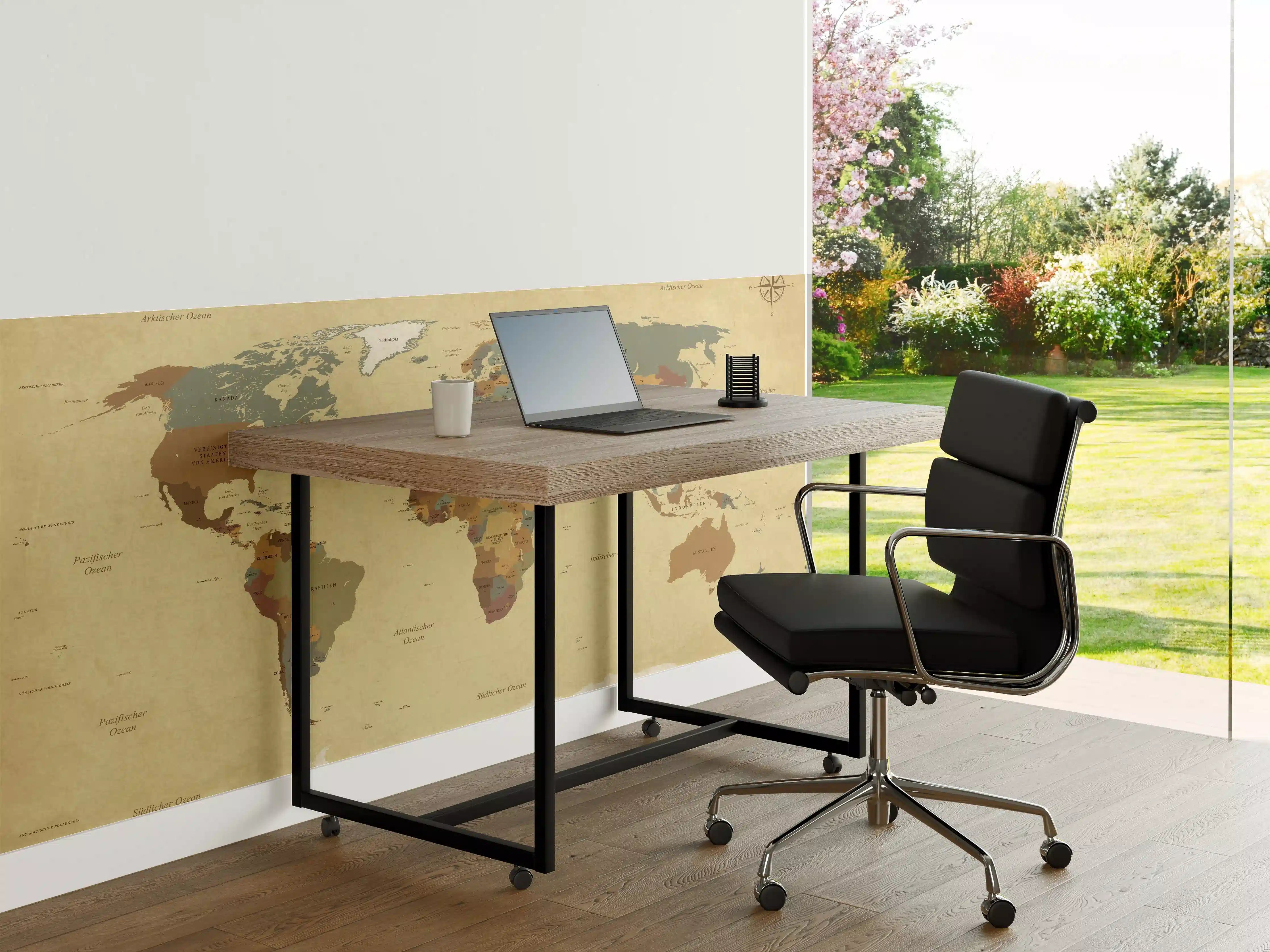 Büro Wandgestaltung - Vintage Weltkarte in Pastelltönen