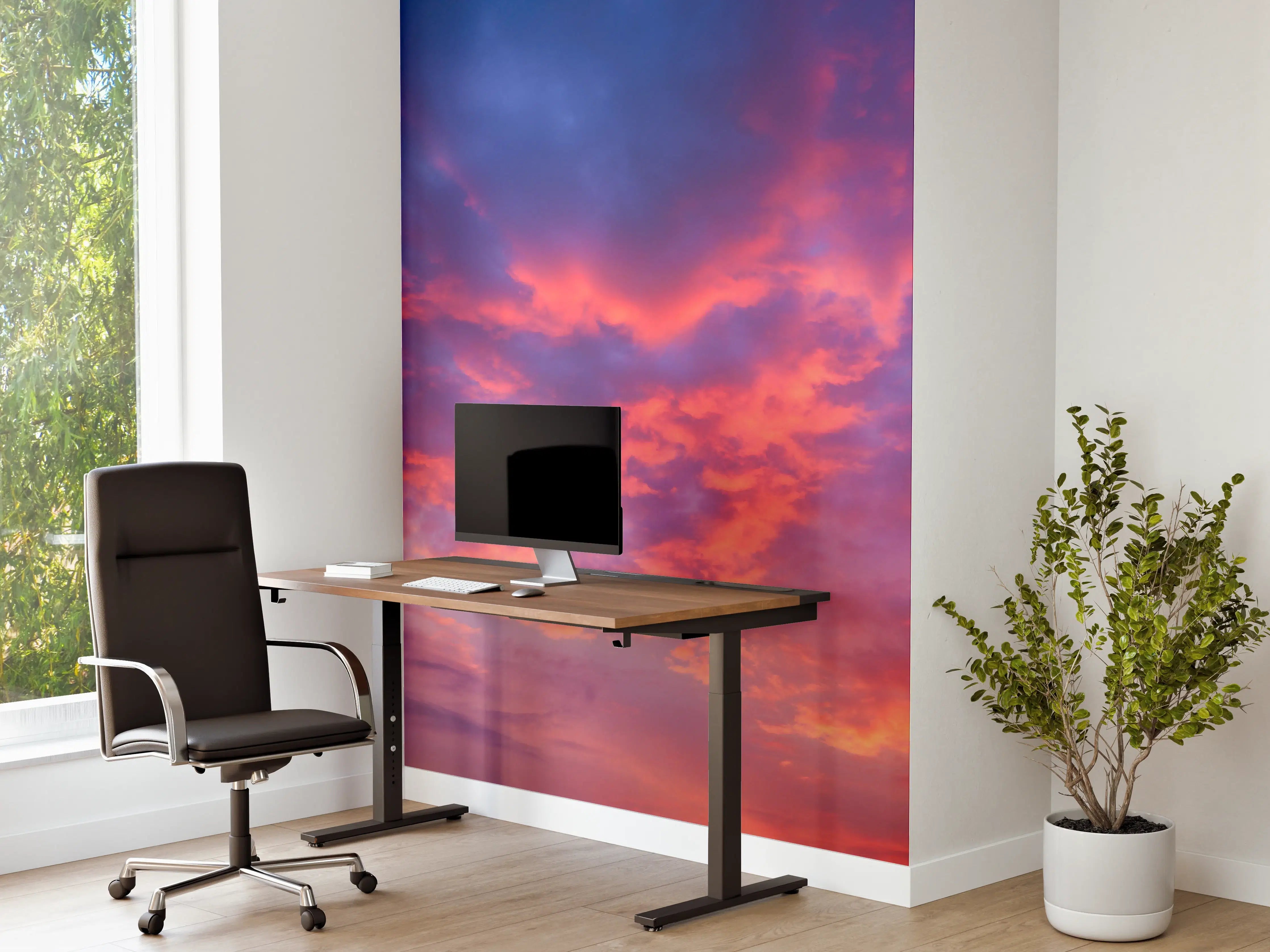 Büro Wandgestaltung - Violett-Pinker Sonnenuntergang