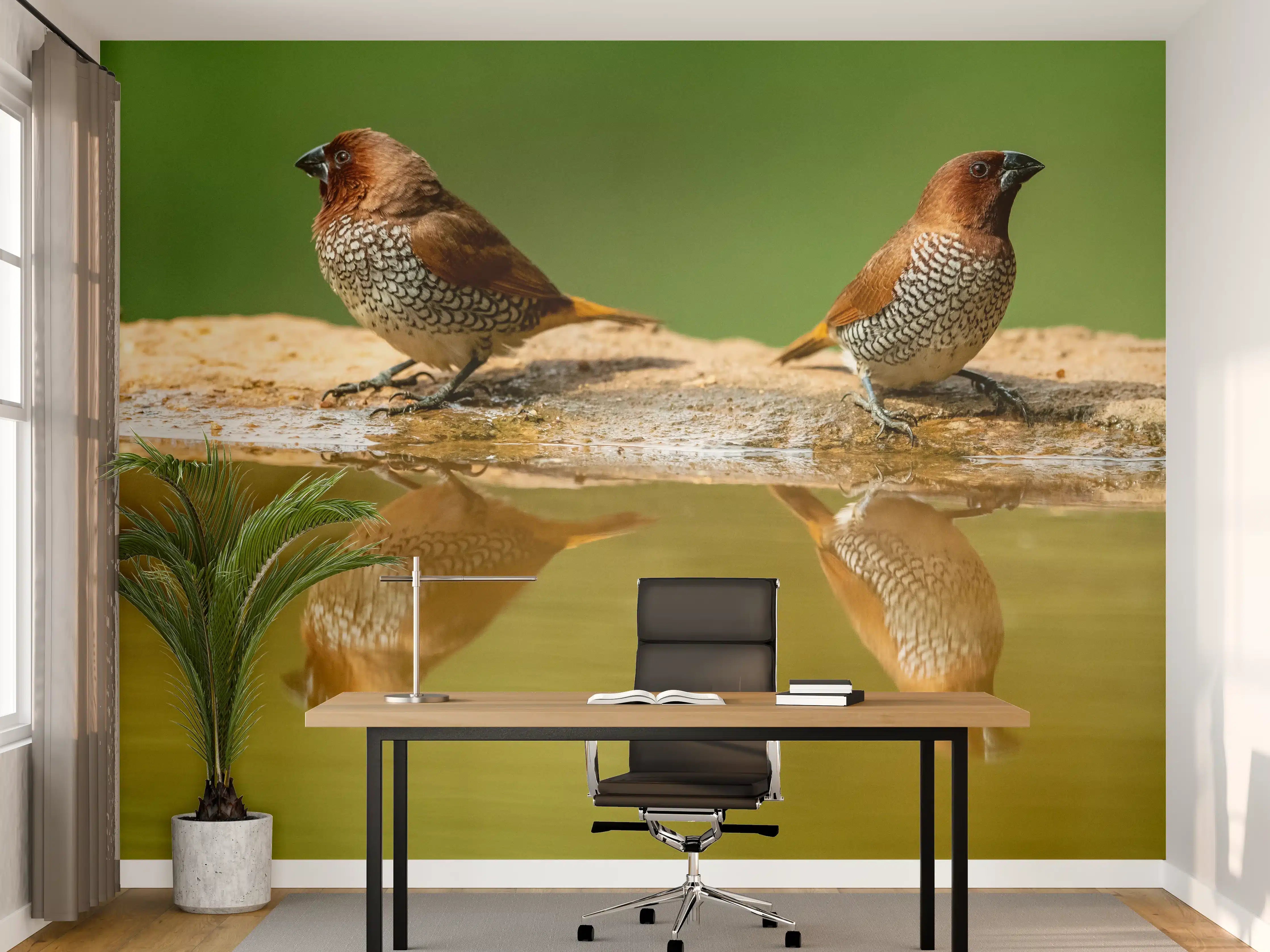 Büro Wandgestaltung - Vögel Spiegelung im Wasser