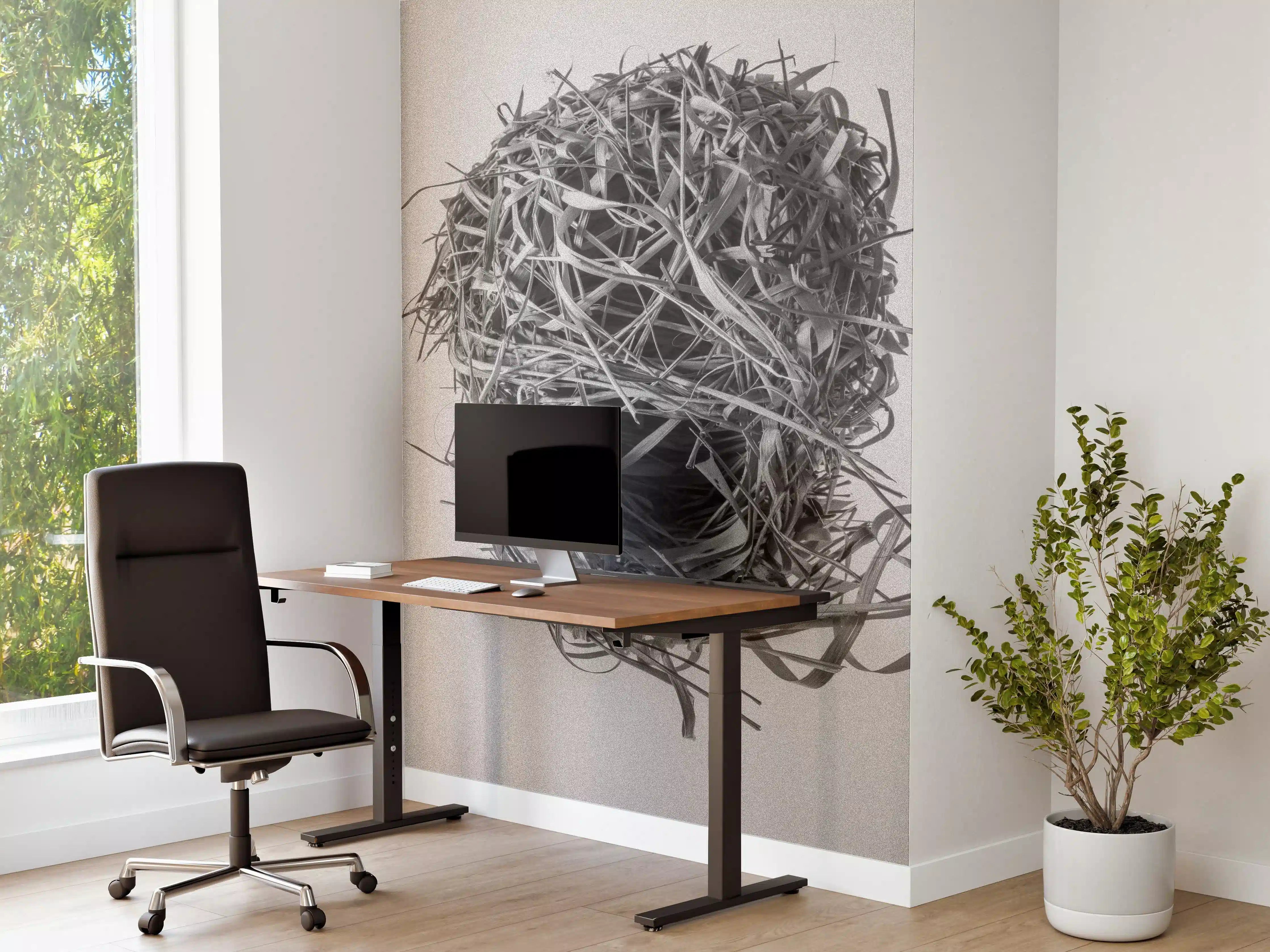 Büro Wandgestaltung - Vogelnest - schwarz-weiß
