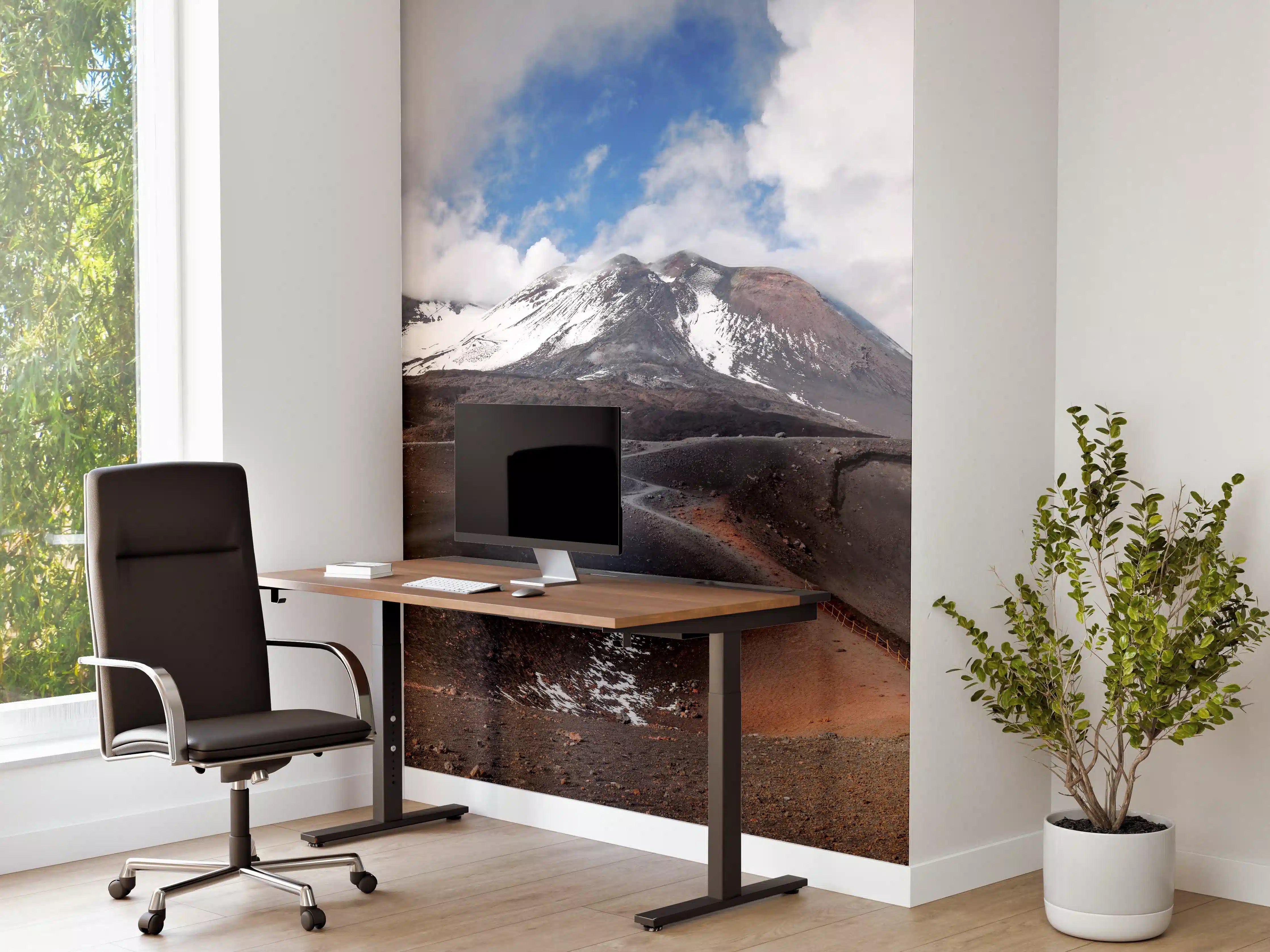 Büro Wandgestaltung - Vulkan-Panorama Braun-Grau-Blau
