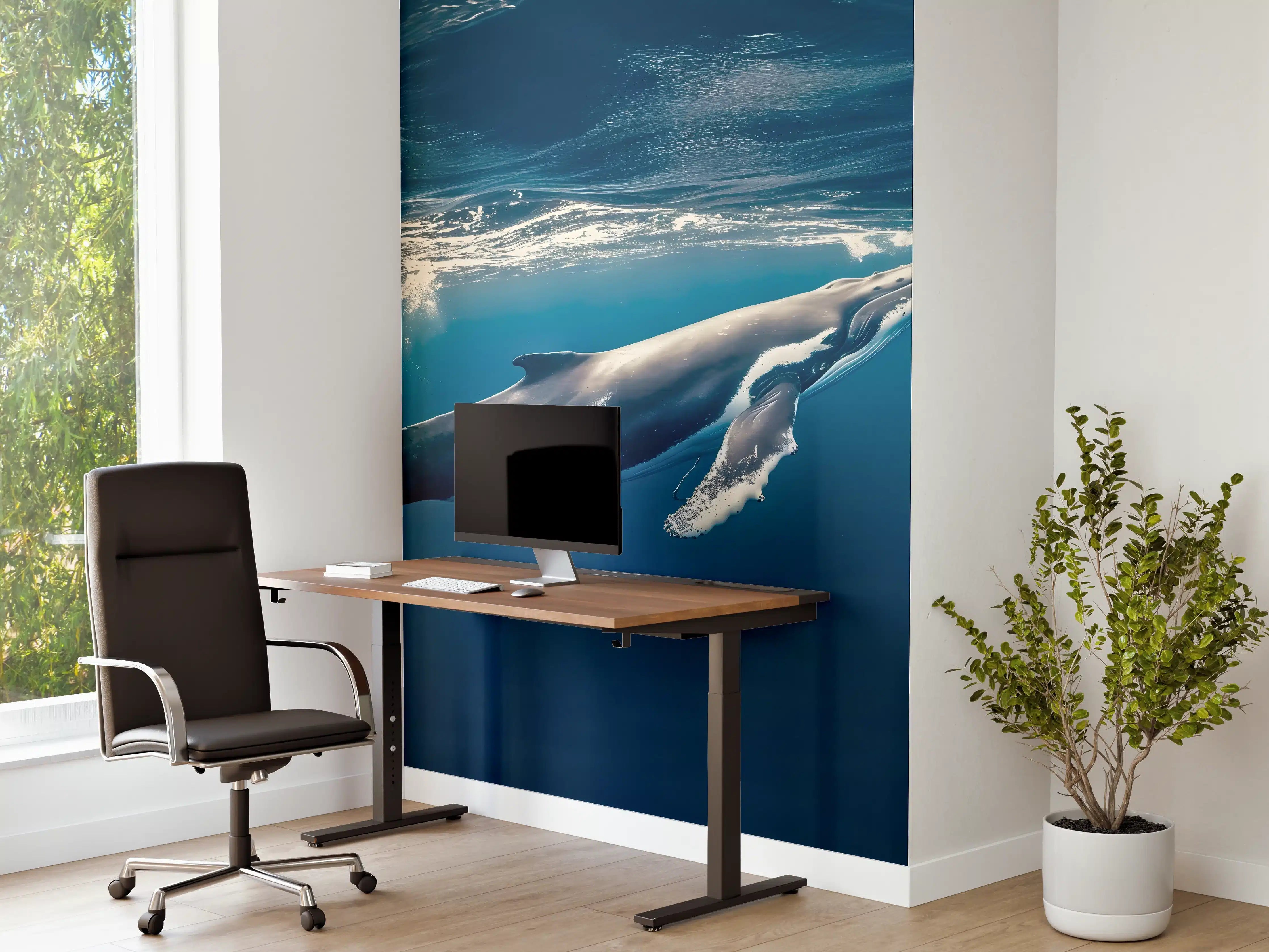 Büro Wandgestaltung - Wal im blauen Ozean