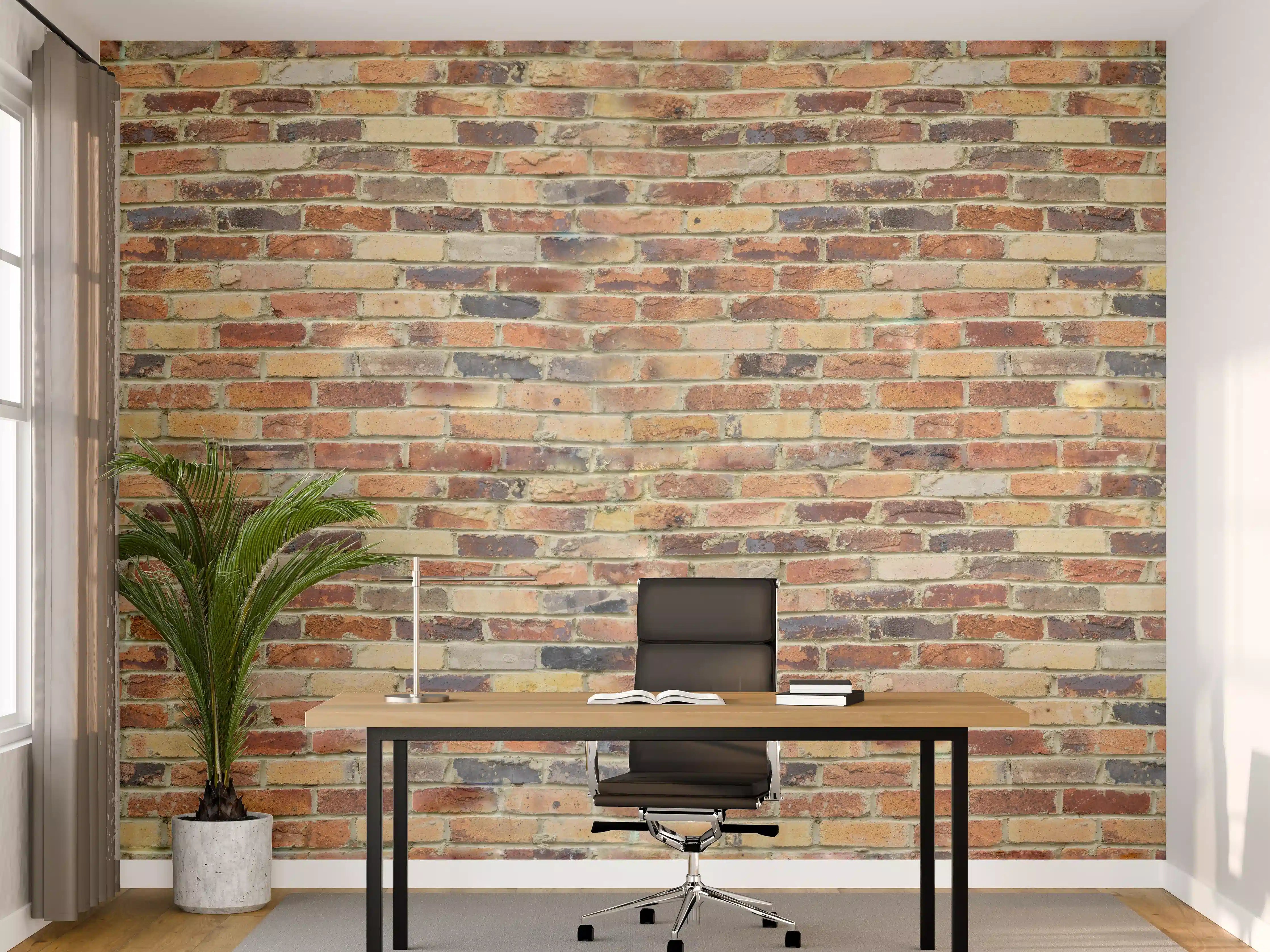 Büro Wandgestaltung - Wand aus farbigen Ziegeln