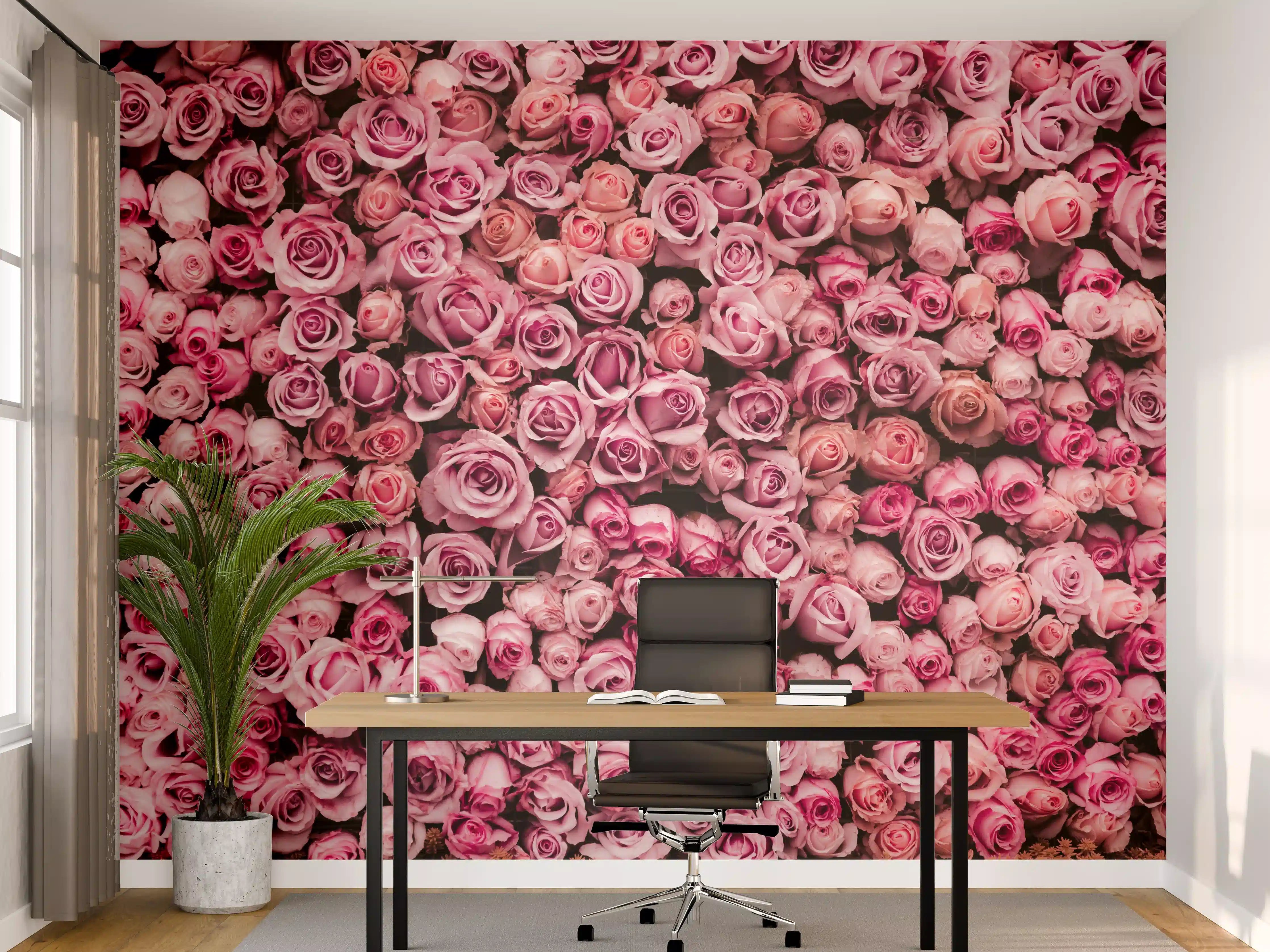 Büro Wandgestaltung - Wand aus frischen Rosen