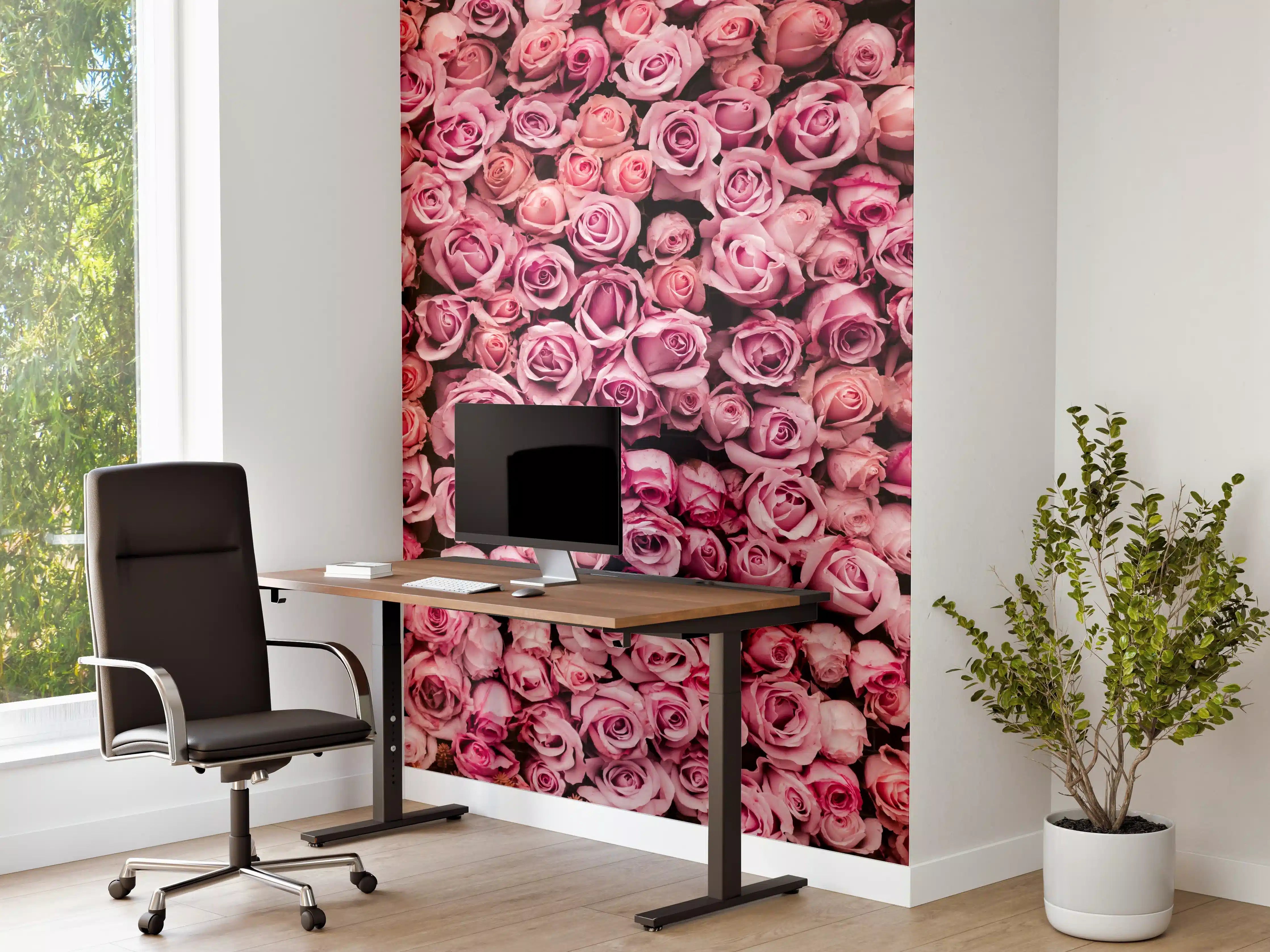 Büro Wandgestaltung - Wand aus frischen Rosen