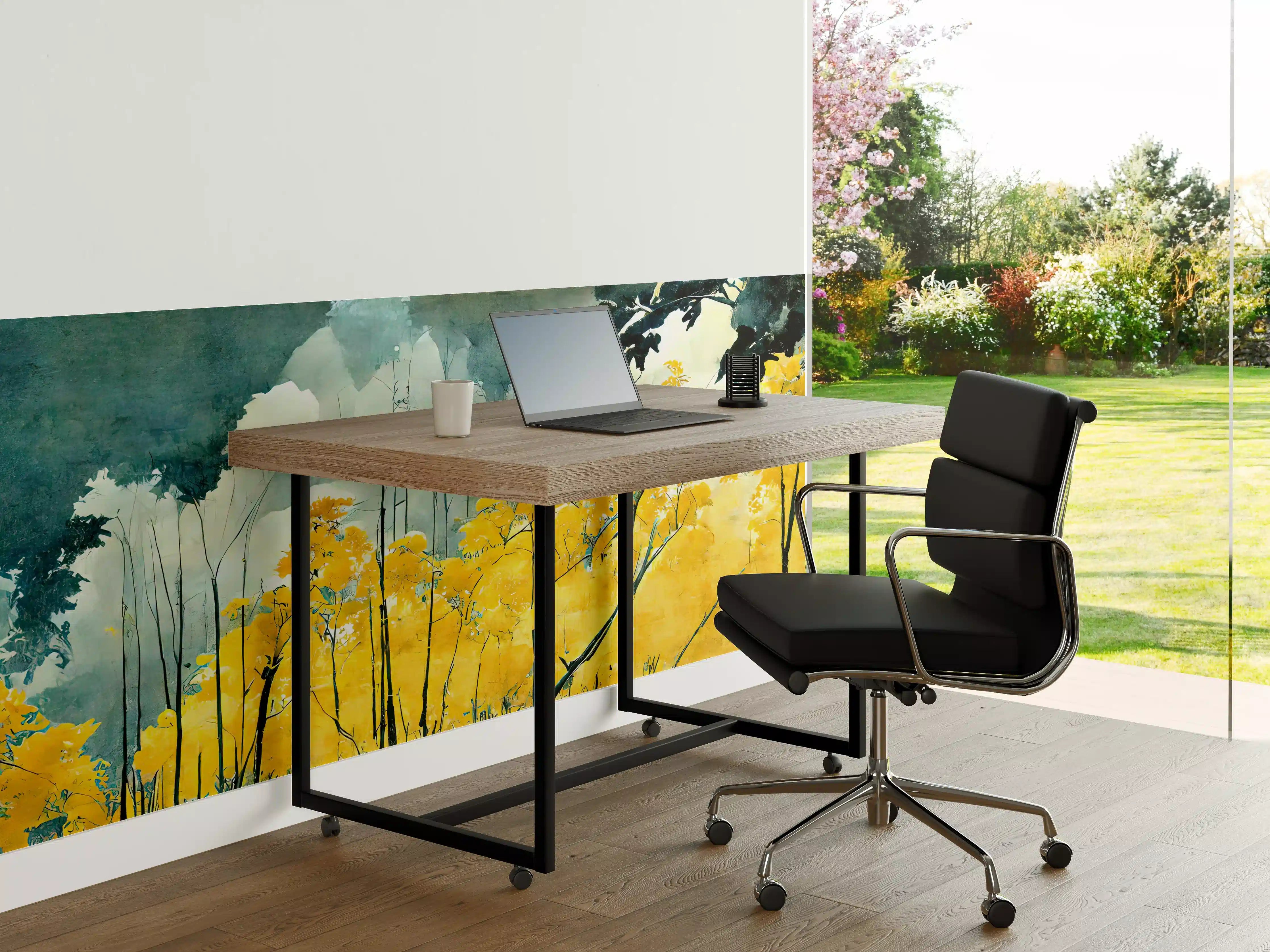 Büro Wandgestaltung - Warme Herbstlandschaft mit gelben Bäumen